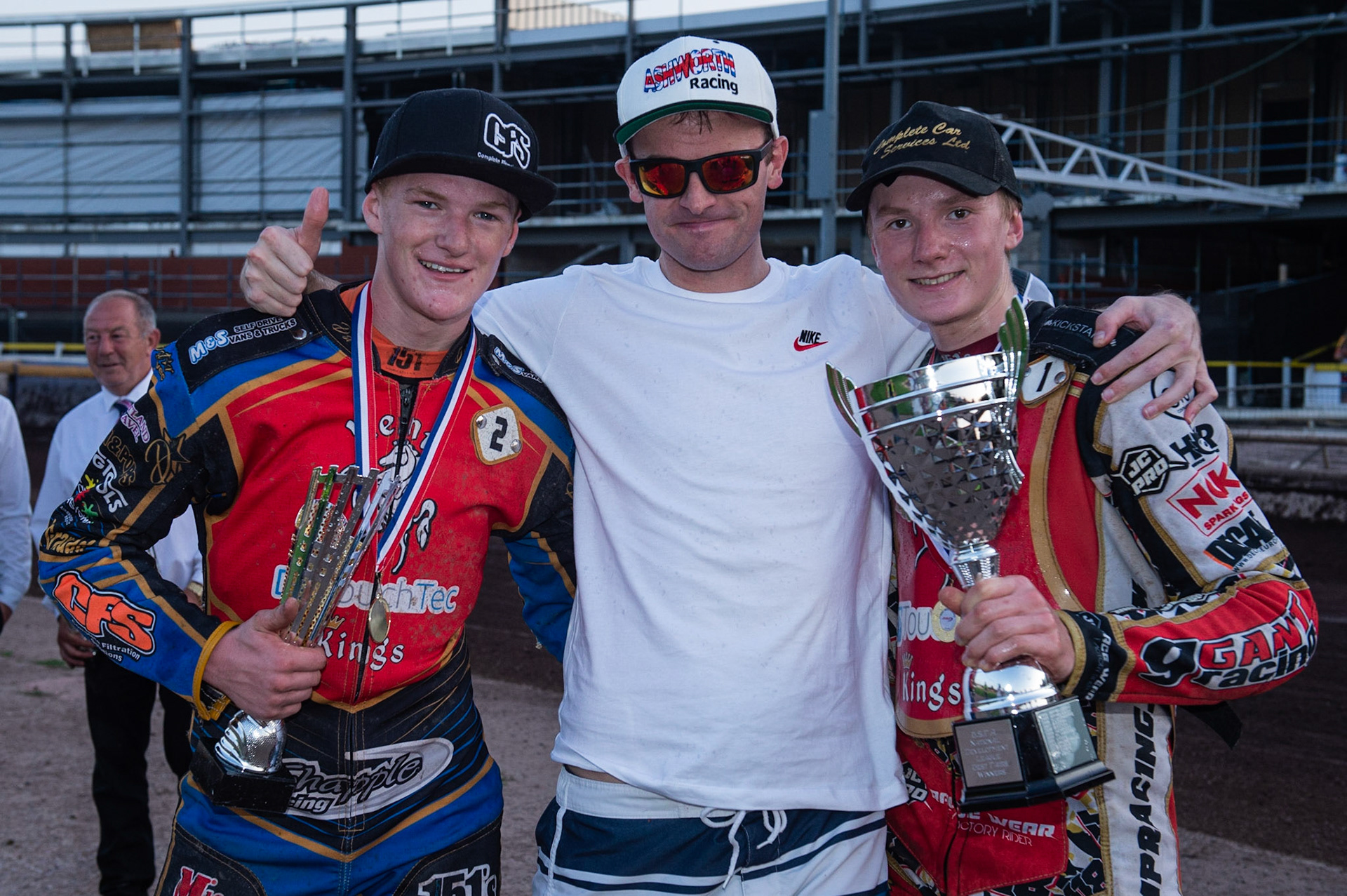 Photo by Ian Charles:

Anders Rowe (left) Ricky Ashworth and Drew Kemp  with their trophies. Ricky Ashworth presented the main trophy to the winning side 


National League Best pairs Championship, Owlerton Stadium, Sheffield, 25 August 2019