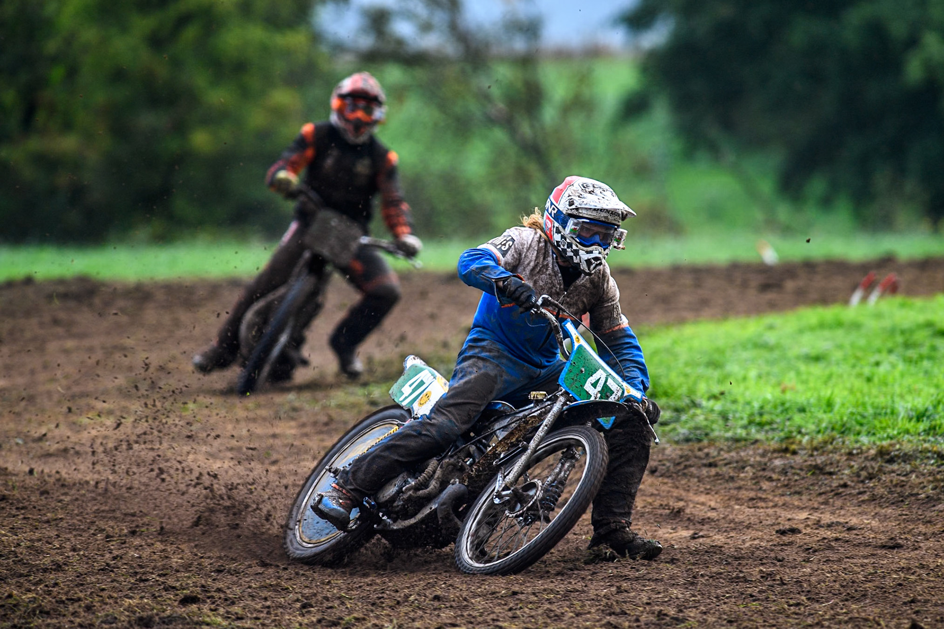 Simon Hammersley (47) leading the 250cc Upright Final during the ACU British Upright Championships at Woodhouse Lance, Gawsworth, Cheshire on Sunday 8th September 2024. (Photo: Ian Charles | MI News)