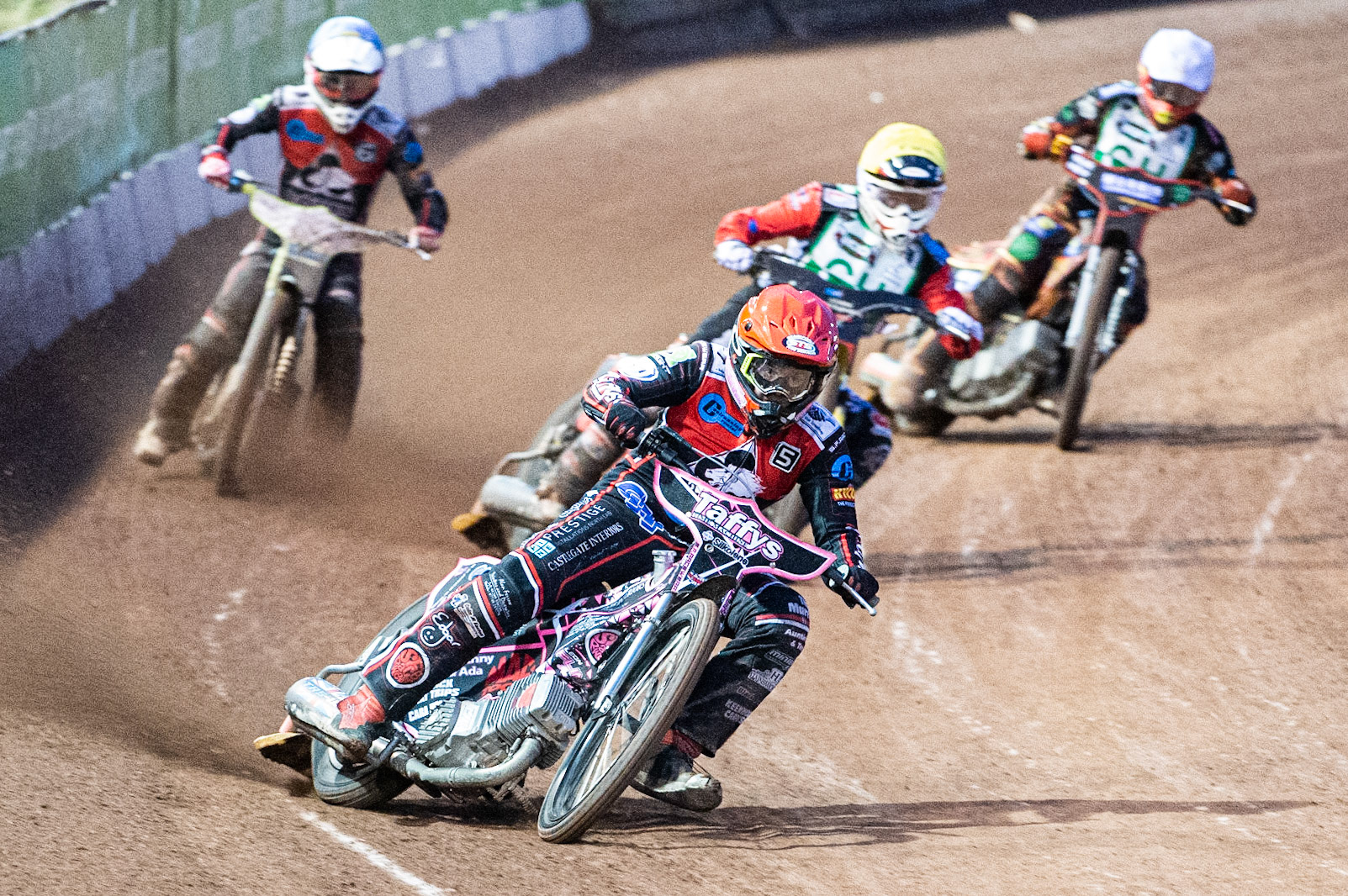 Photo: Ian Charles

Leon Flint (Red) leads Dan Halsey  (Yellow), Ben Rathbone (Blue) and Luke Harris (White)

Belle Vue Colts v Cradley Heathens, SGB National League, Belle Vue National Speedway Stadium, Manchester, Thursday 29  August  2019