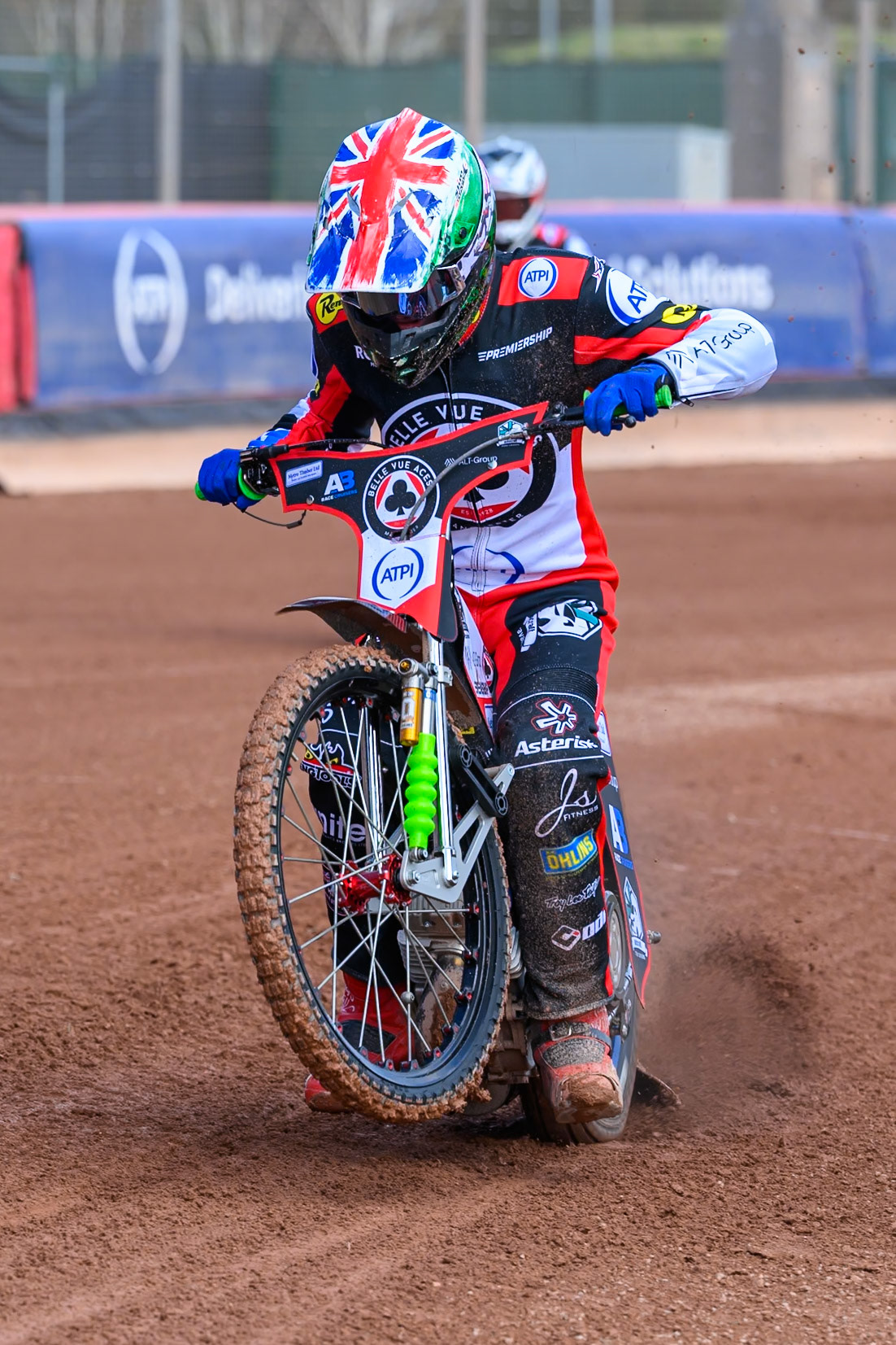 Will Cairns, Rising Star Rider of Belle Vue Aces does a practice start during the Belle Vue Aces Media Day at the National Speedway Stadium, Manchester on Wednesday 11th March 2026. (Photo: Ian Charles | MI News)