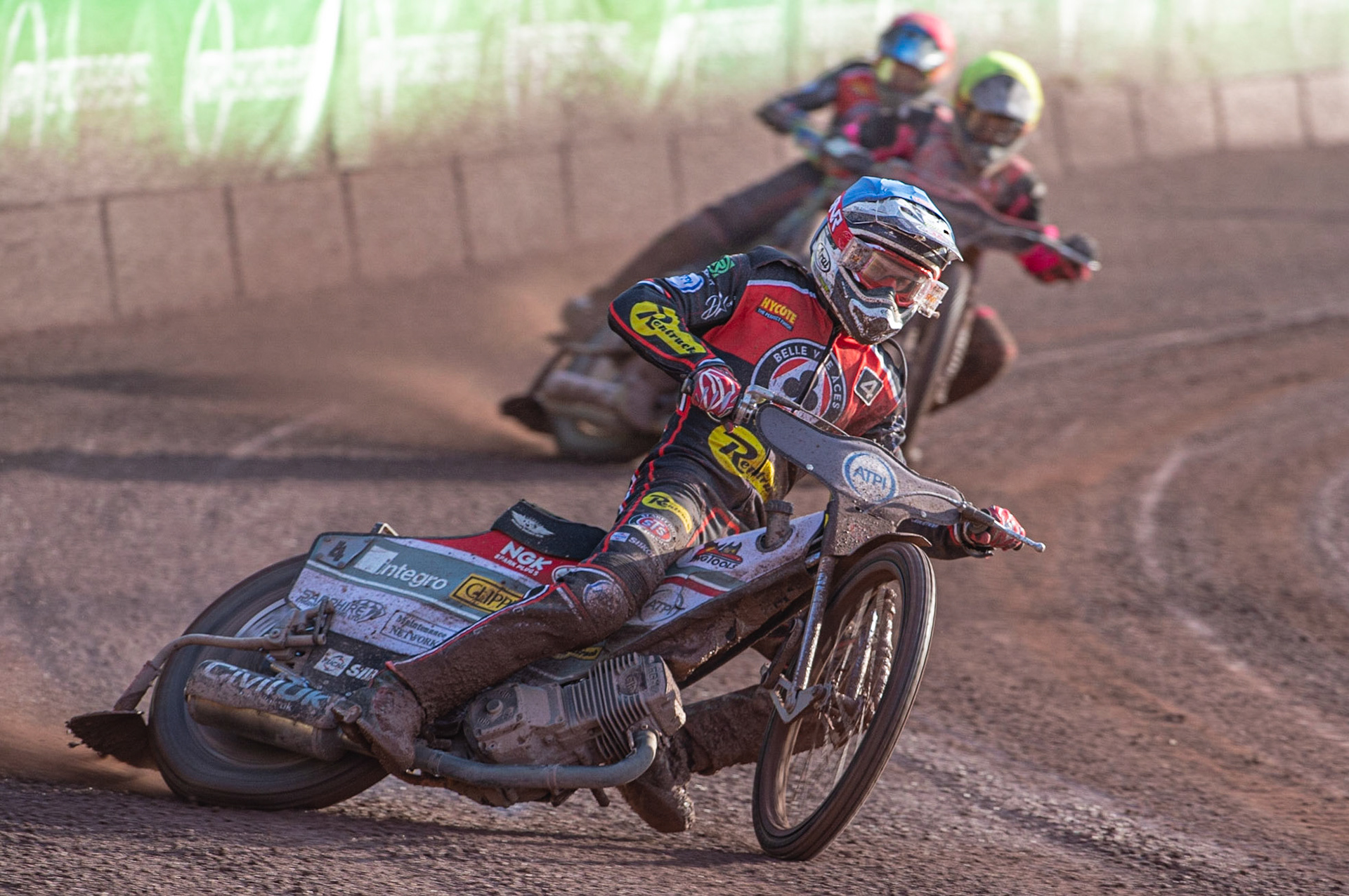 Photo by Ian Charles:

Steve Worrall  (Blue) leads Josh Bates  (Yellow) and Dan Bewley  (Red)

Belle Vue Aces v Peterborough Panthers, British Speedway Premiership, National Speedway Stadium, Manchester, Thursday, 13, June, 2019