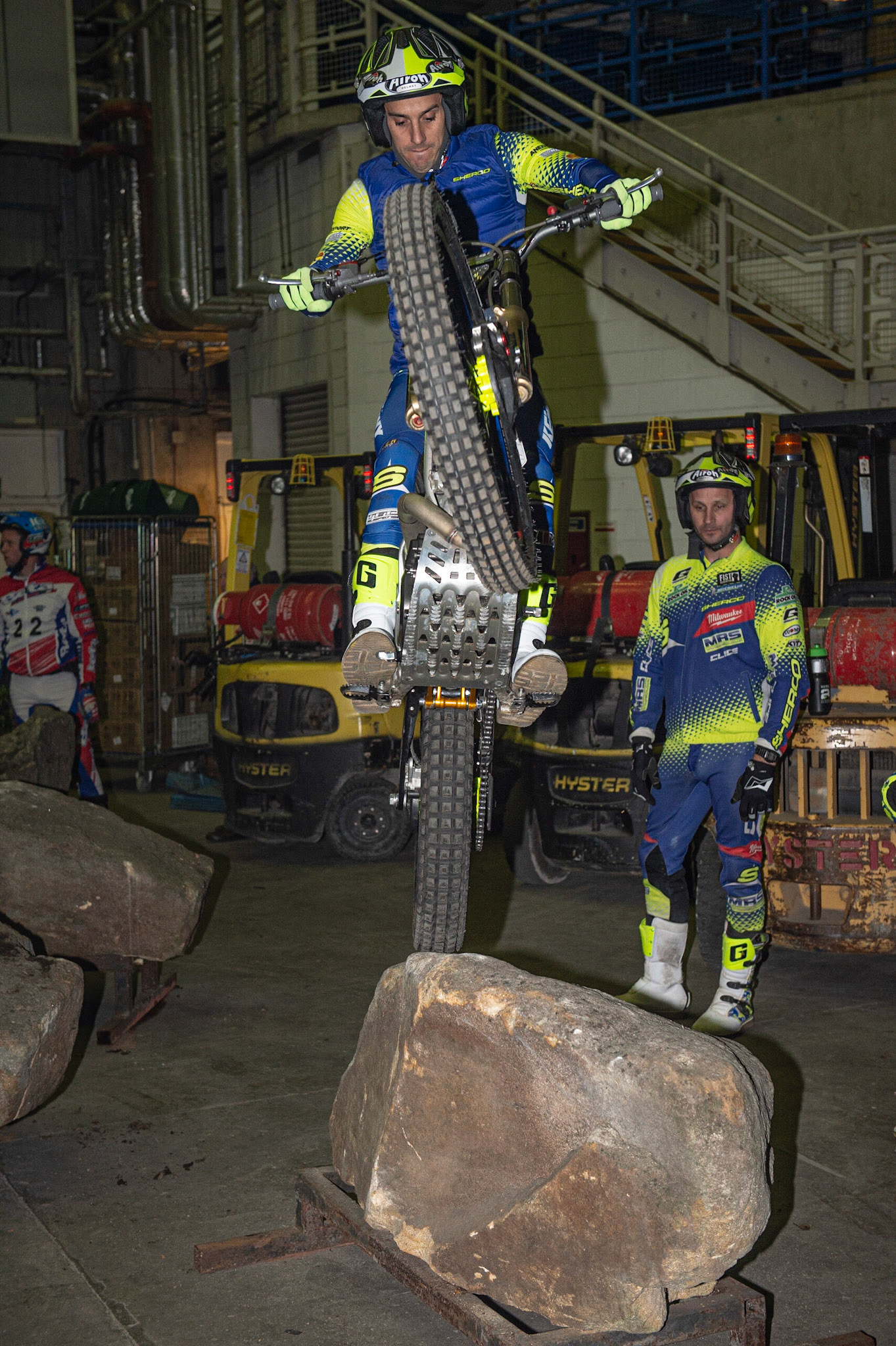 SHEFFIELD, ENGLAND  - DECEMBER 28TH  Jeroni Fajardo, Spain (Sherco) in the warm up area backstage  during the 25th Anniversary Sheffield Indoor Trial at the FlyDSA Arena, Sheffield on Saturday 28th December 2019. (Credit: Ian Charles | MI News)