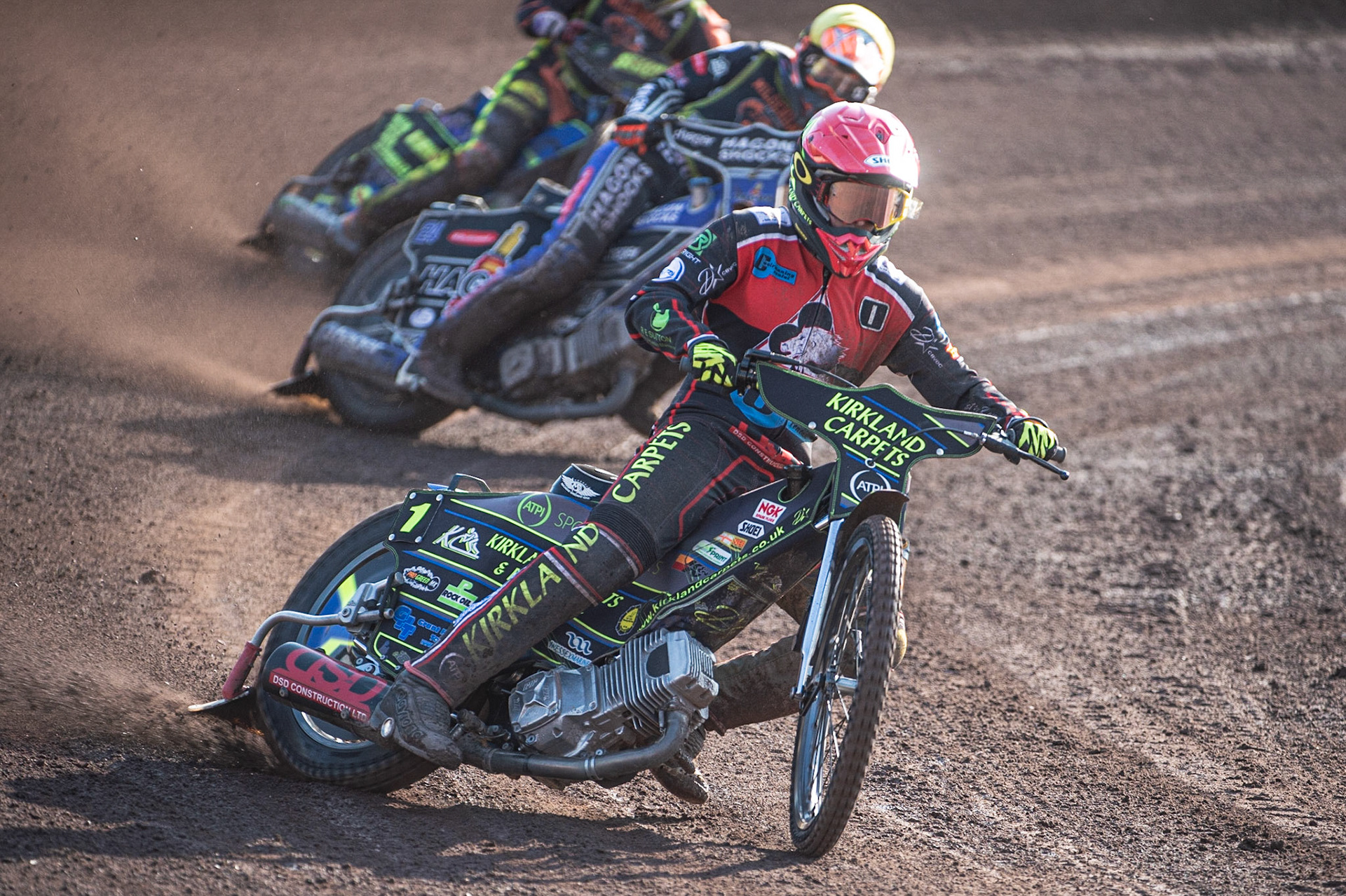Photo by Ian Charles:

Kyle Bickley  (Red) leads Jason Edwards  (Yellow)


National League Best pairs Championship, Owlerton Stadium, Sheffield, 25 August 2019