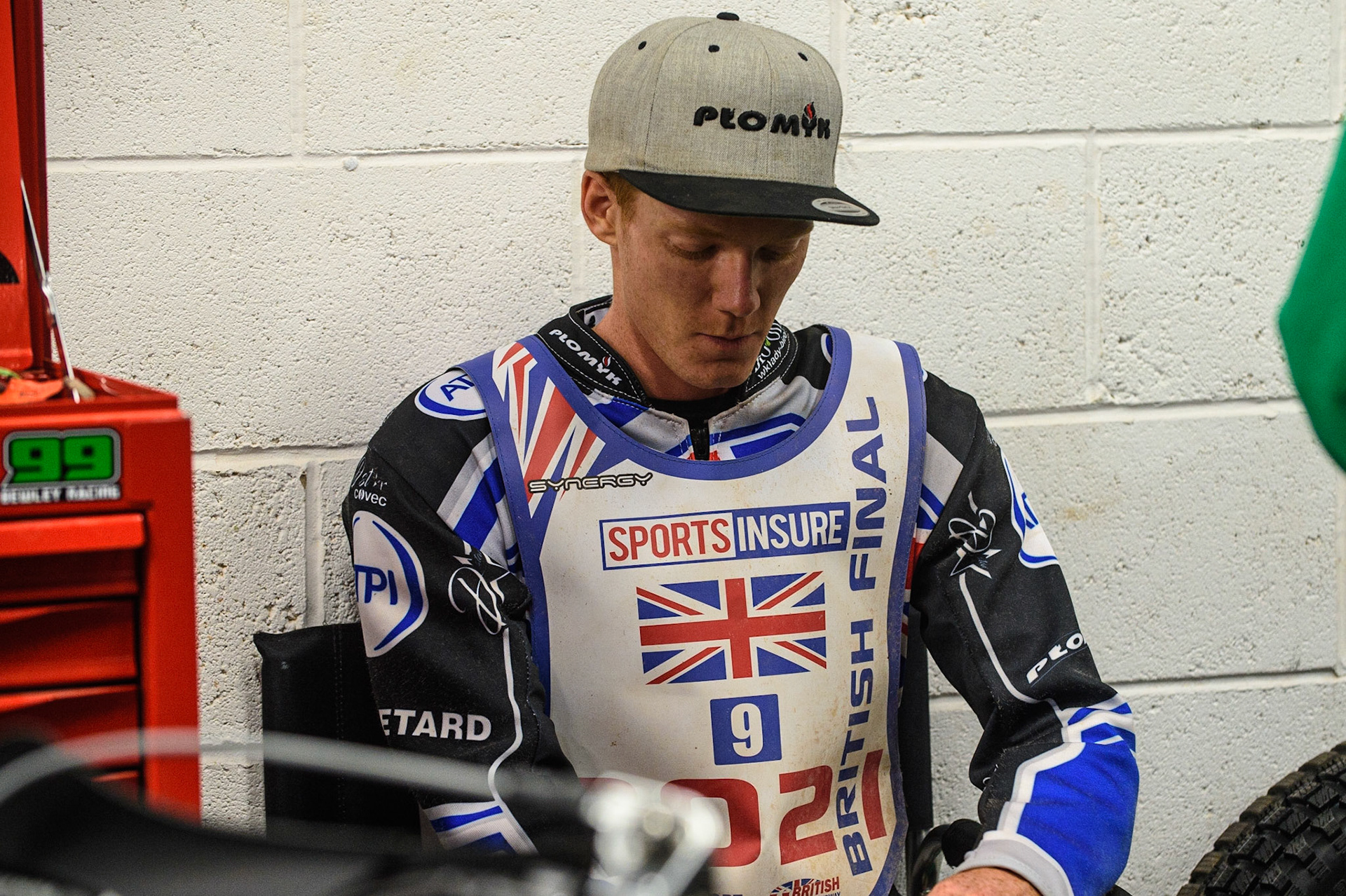 MANCHESTER, UK. AUGUST 16TH   Dan Bewley  in thoughtful mood during the Sports Insure British Speedway Finals at the National Speedway Stadium, Manchester on Monday 16th August 2021. (Credit: Ian Charles | MI News)