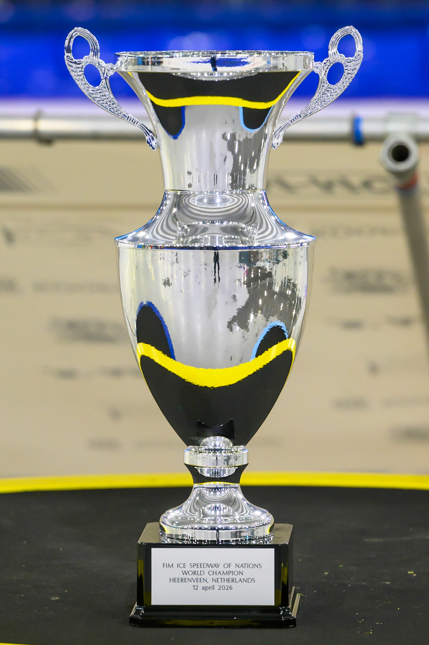 The Speedway Of Nations Trophy during the FIM Ice Speedway Of Nations at Ice Rink Thialf, Heerenveen on Sunday 12th April 2026. (Photo: Ian Charles | MI News)