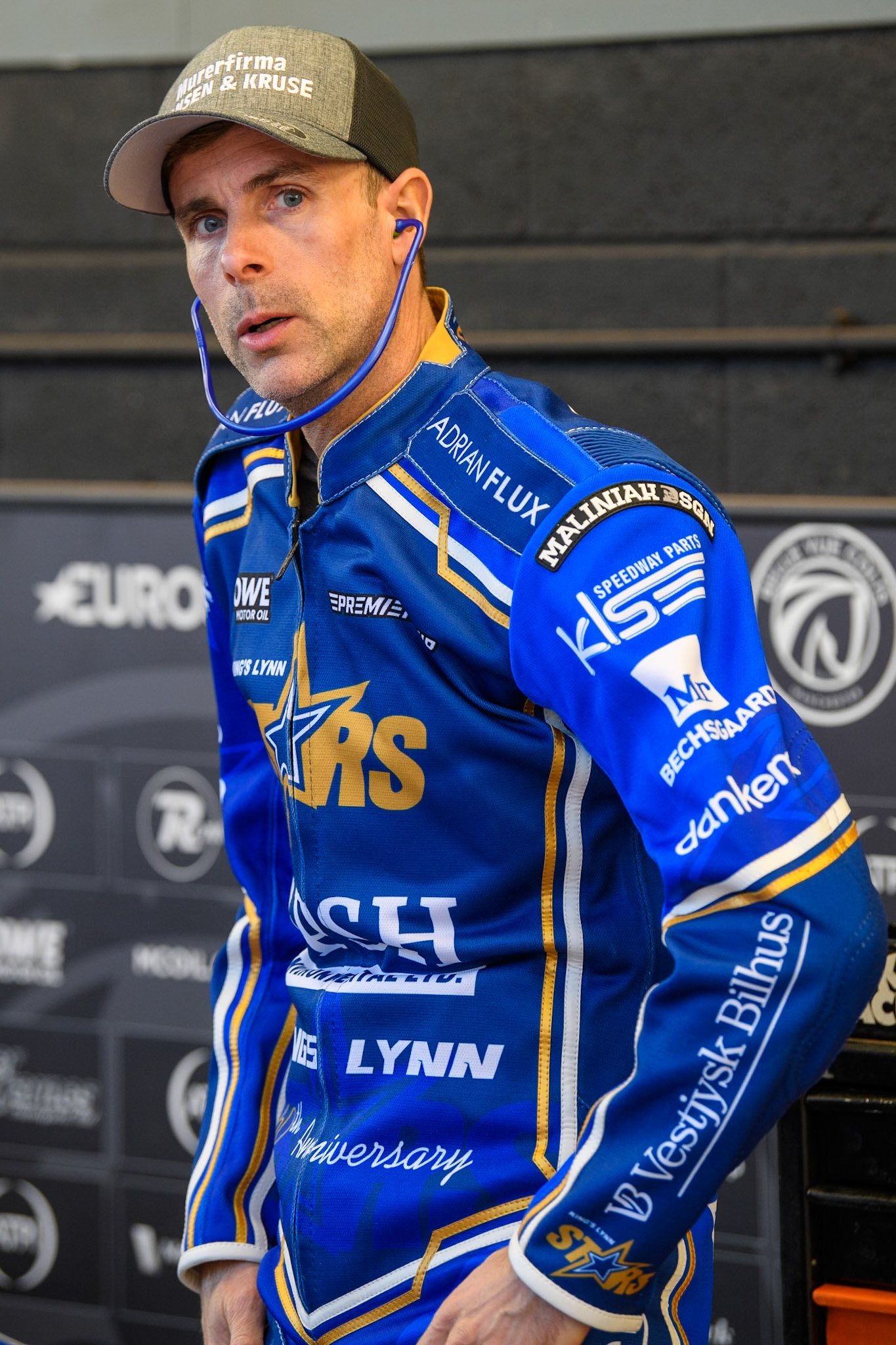 Niels-Kristian Iversen of Kings Lynn Stars during the Rowe Motor Oil Premiership match between Belle Vue Aces and King's Lynn Stars at the National Speedway Stadium, Manchester on Monday 5th April 2025. (Photo: Ian Charles | MI News)
