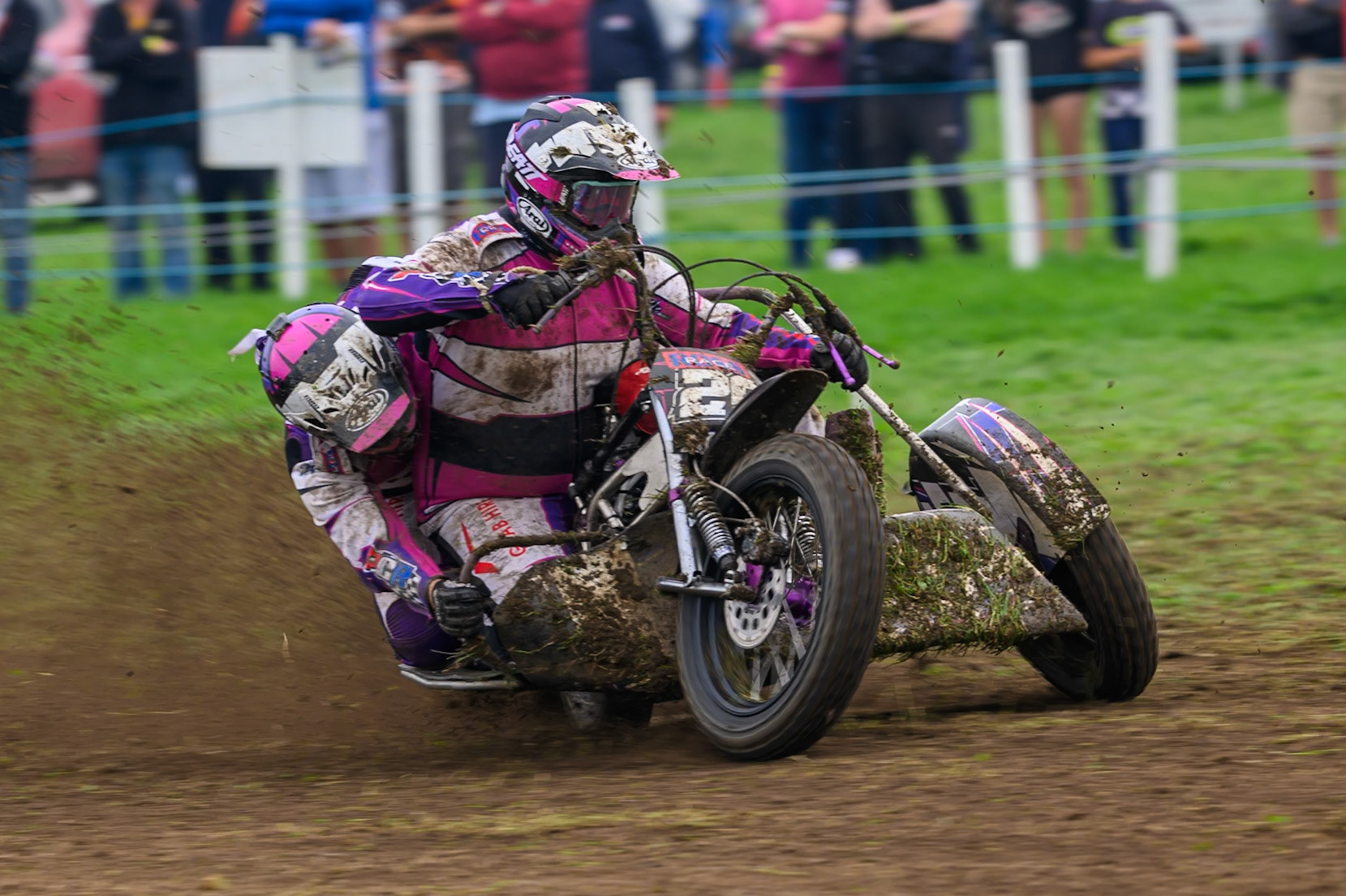British Masters 1000cc Sidecars: Dale Fish/Jordan Fish (20)  during the British Masters Grasstrack Championship at Lower Marsh Farm, Much Hoole, Preston in Lancashire, England on Sunday 13th September 2026. (Photo: Ian Charles | MI News)