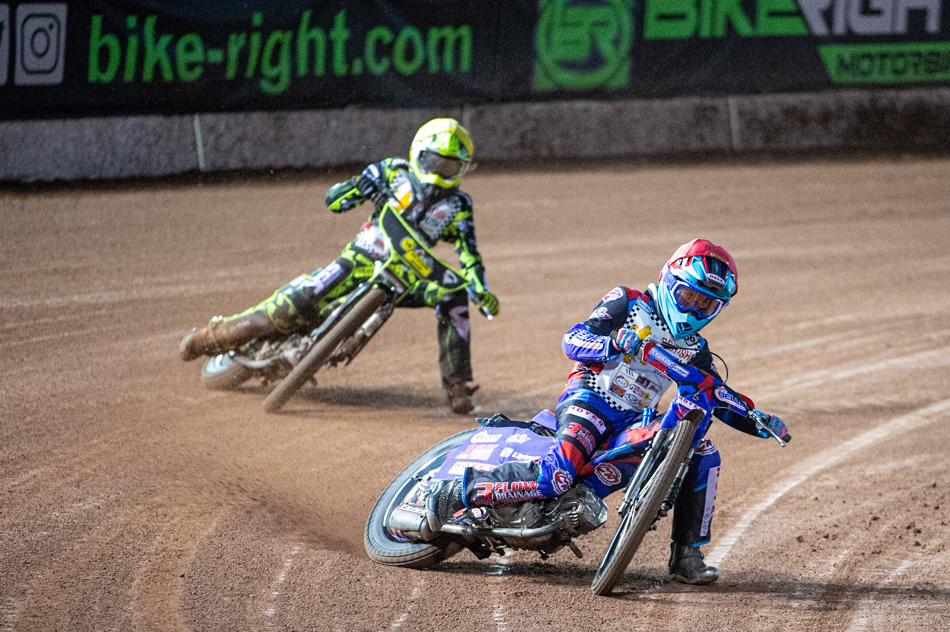Photo: Ian CharlesSonny Springer (Red) leads Ace Pijper (Yellow) (125cc A Class)British Youth Speedway Championship (Round 5), National Speedway Stadium, Manchester Saturday  10  October  2020