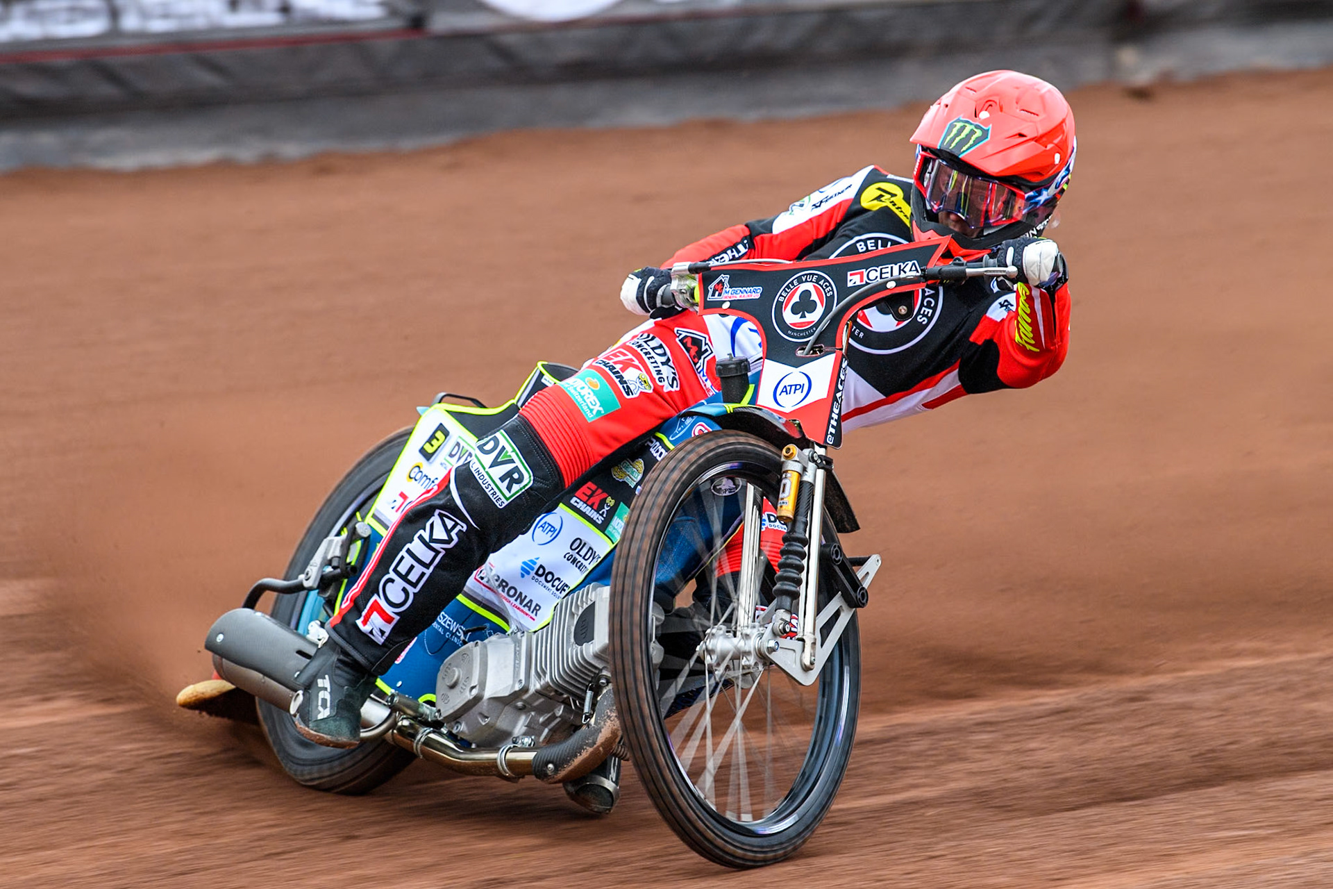 Belle Vue Aces' rider Jaimon Lidsey in action during the Belle Vue Aces Media Day at the National Speedway Stadium, Manchester on Monday 11th March 2024. (Photo: Ian Charles | MI News)