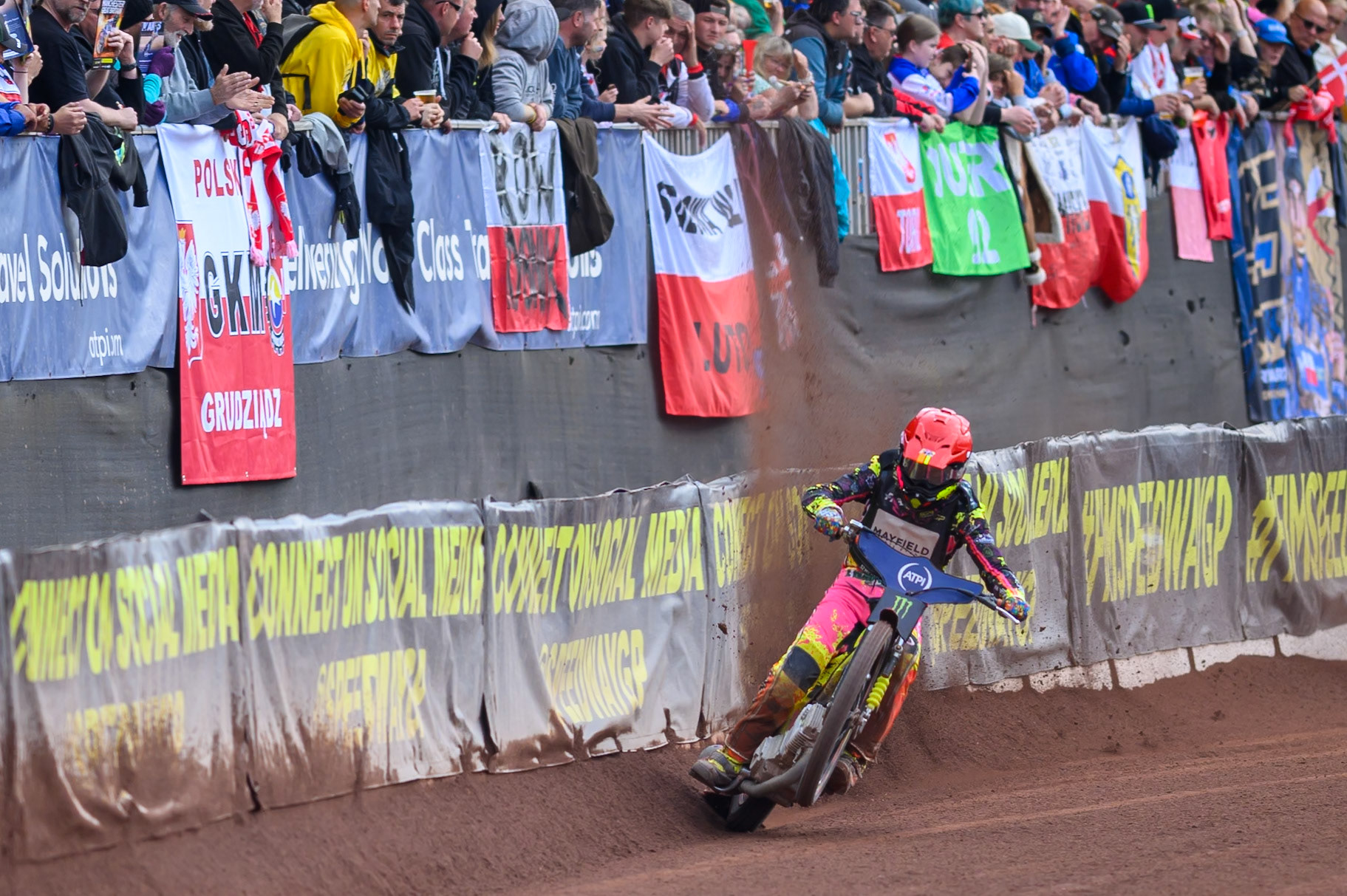Michael Jepsen Jensen (52) of Denmark  picks up some drive during the ATPI  FIM Speedway GP of Manchester at the National Speedway Stadium, Manchester on Saturday 6th June 2026. (Photo: Ian Charles | MI News)