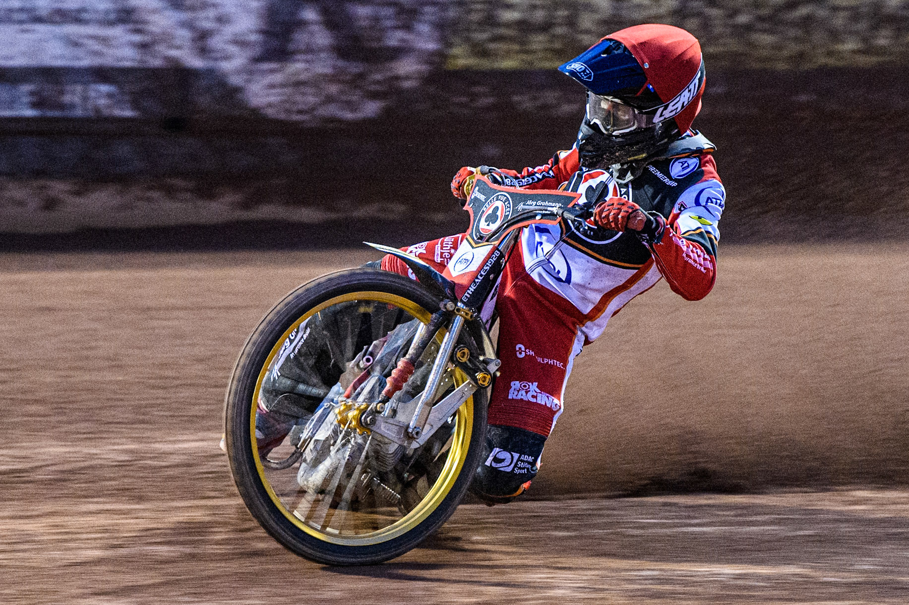 Belle Vue Aces' Norick Blodorn in action during the Rowe Motor Oil Premiership match between Belle Vue Aces and Oxford Spires at the National Speedway Stadium, Manchester on Monday 14th April 2025. (Photo: Ian Charles | MI News)