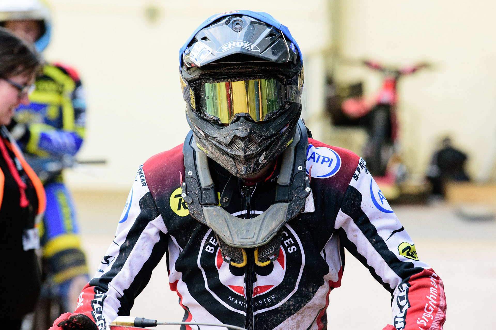 MANCHESTER, UK. JUL 5TH   Tom Brennan  waits to go out during the SGB Premiership match between Belle Vue Aces and Sheffield Tigers at the National Speedway Stadium, Manchester on Tuesday 5th July 2022. (Credit: Ian Charles | MI News)