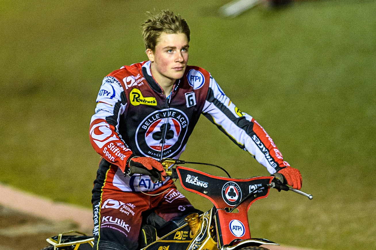 ip6\ on the pre meeting parade during the Sports Insure Premiership Semi Final Playoff 2nd leg match between Belle Vue Aces and Ipswich Witches at the National Speedway Stadium, Manchester on Monday 25th September 2023. (Photo: Ian Charles | MI News)