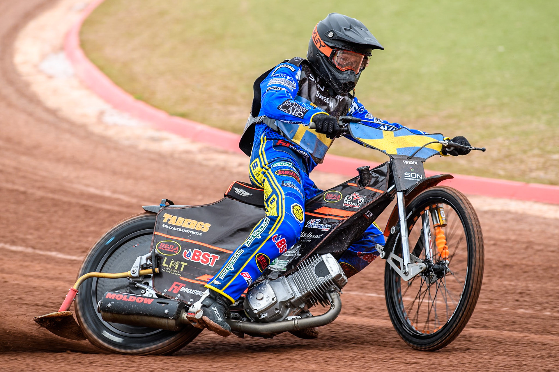 Jacob Thorssell of Sweden practices during the Monster Energy FIM Speedway of Nations Semi-Final 1 at the National Speedway Stadium, Manchester on Tuesday 9th July 2024. (Photo: Ian Charles | MI News)
