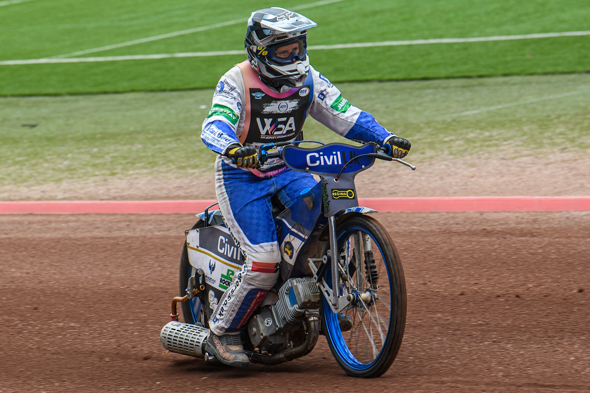 Wendy McAllan on track during the FIM Women's  Speedway Academy at the National Speedway Stadium, Manchester on Friday 4th August 2023. (Photo: Ian Charles | MI News)