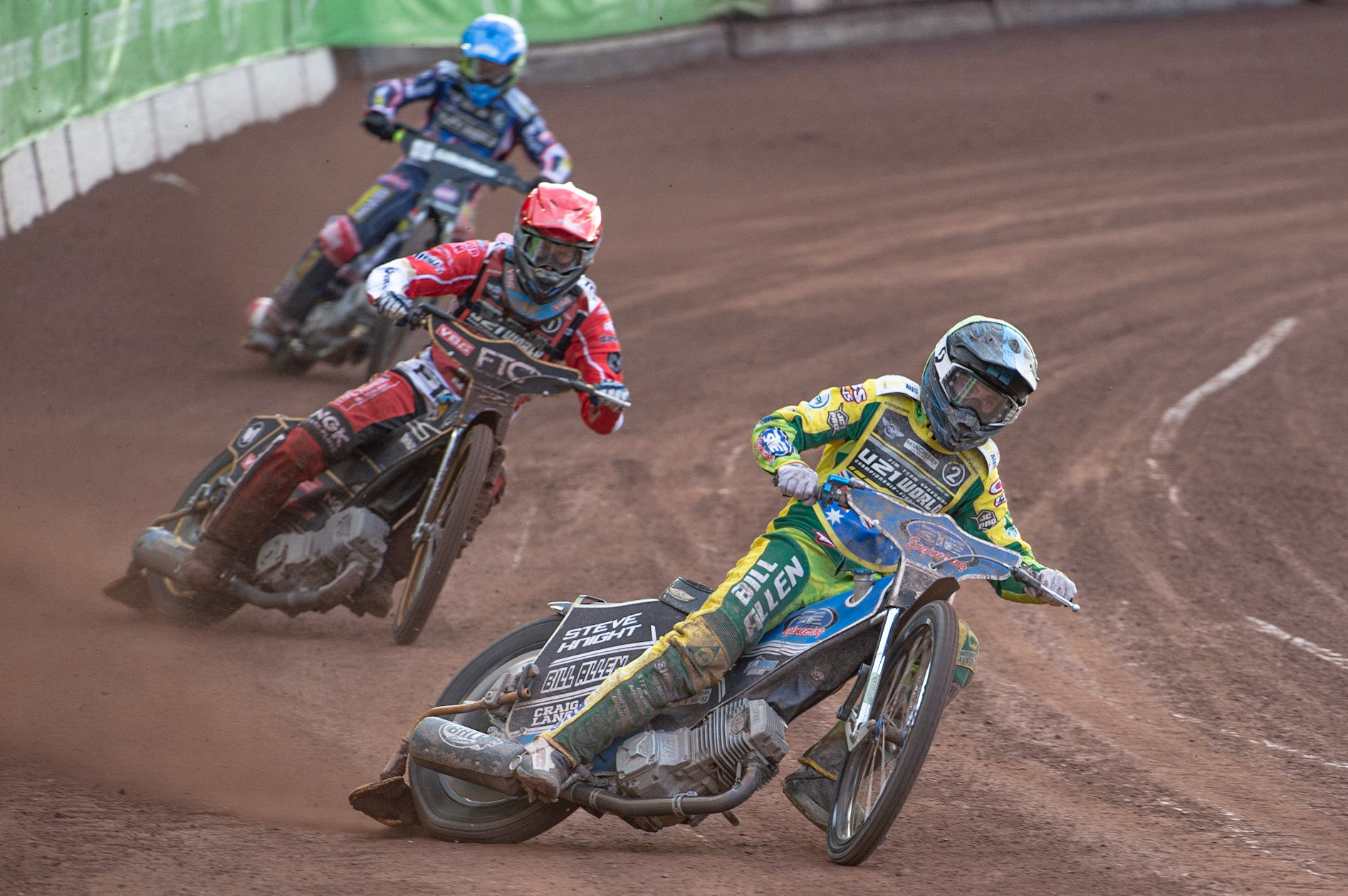 Photo: Ian Charles

Jordan Stewart (Yellow) leads Frederik Jacobsen (Red) and Kyle Bickley (Blue)

FIM Team Speedway U-21 World Championship, National Speedway Stadium, Manchester Friday 12 July  2019