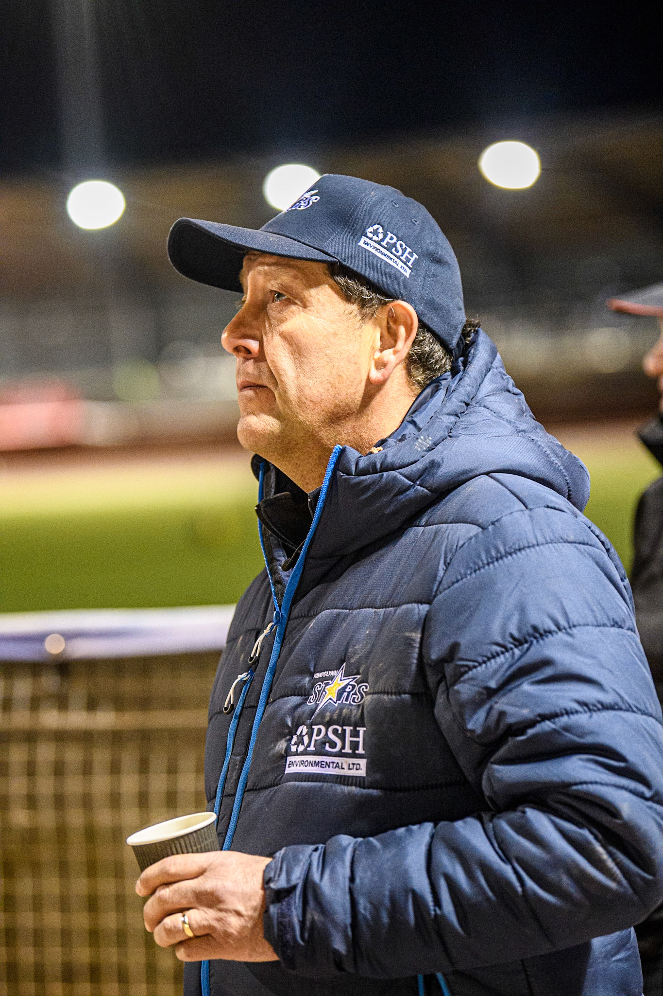Rob Lyon Team Manager of Kings Lynn Stars during the Rowe Motor Oil Premiership match between Belle Vue Aces and King's Lynn Stars at the National Speedway Stadium, Manchester on Monday 5th April 2025. (Photo: Ian Charles | MI News)