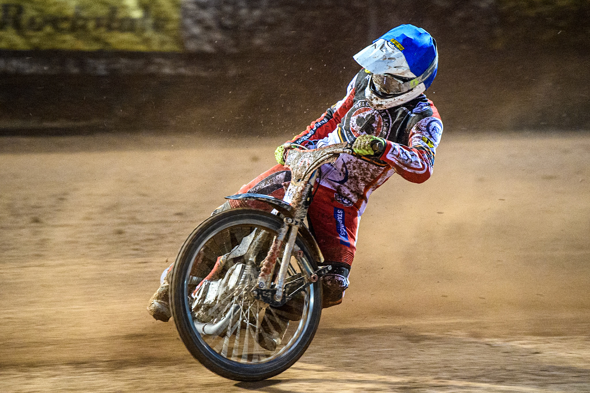 Jake Mulford of Belle Vue Aces in action during the Rowe Motor Oil Premiership match between Belle Vue Aces and King's Lynn Stars at the National Speedway Stadium, Manchester on Monday 5th April 2025. (Photo: Ian Charles | MI News)