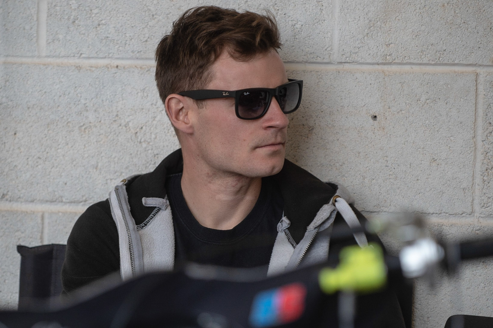 Photo by Ian Charles:

Steve Worrall  relaxes before the meeting

Belle Vue Aces v Wolverhampton Wolves, National Speedway Stadium, Manchester, Monday, 22, April, 2019