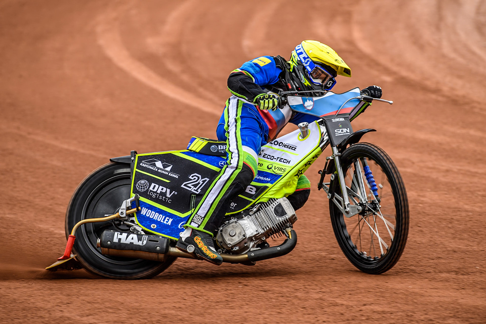 Matic Ivacic of Slovenia practices during the Monster Energy FIM Speedway of Nation Semi Final 2 at the National Speedway Stadium, Manchester on Wednesday 10th July 2024. (Photo: Ian Charles | MI News)