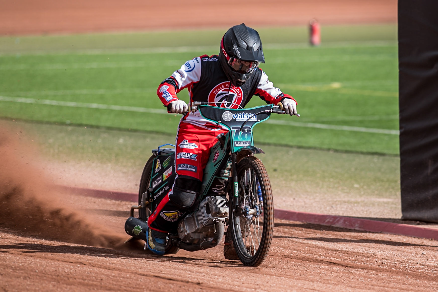 Mason Watson does a practice start during the Belle Vue Aces Media Day at the National Speedway Stadium, Manchester on Wednesday 12th March 2025. (Photo: Ian Charles | MI News)