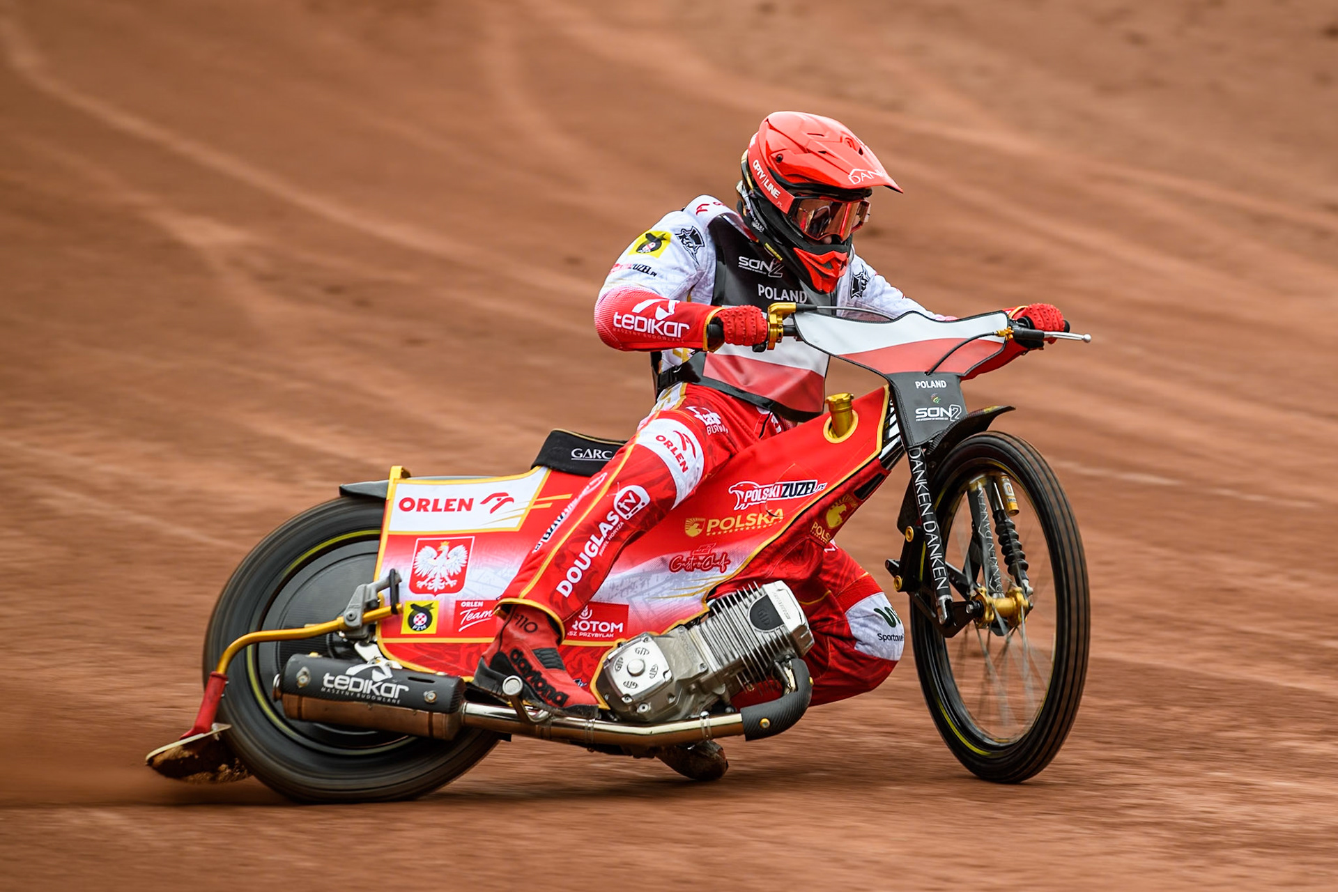 Jakub Krawczyk of Poland practices during the Monster Energy FIM Speedway of Nations 2 (Under 21) Final at the National Speedway Stadium, Manchester on Friday 12th July 2024. (Photo: Ian Charles | MI News)