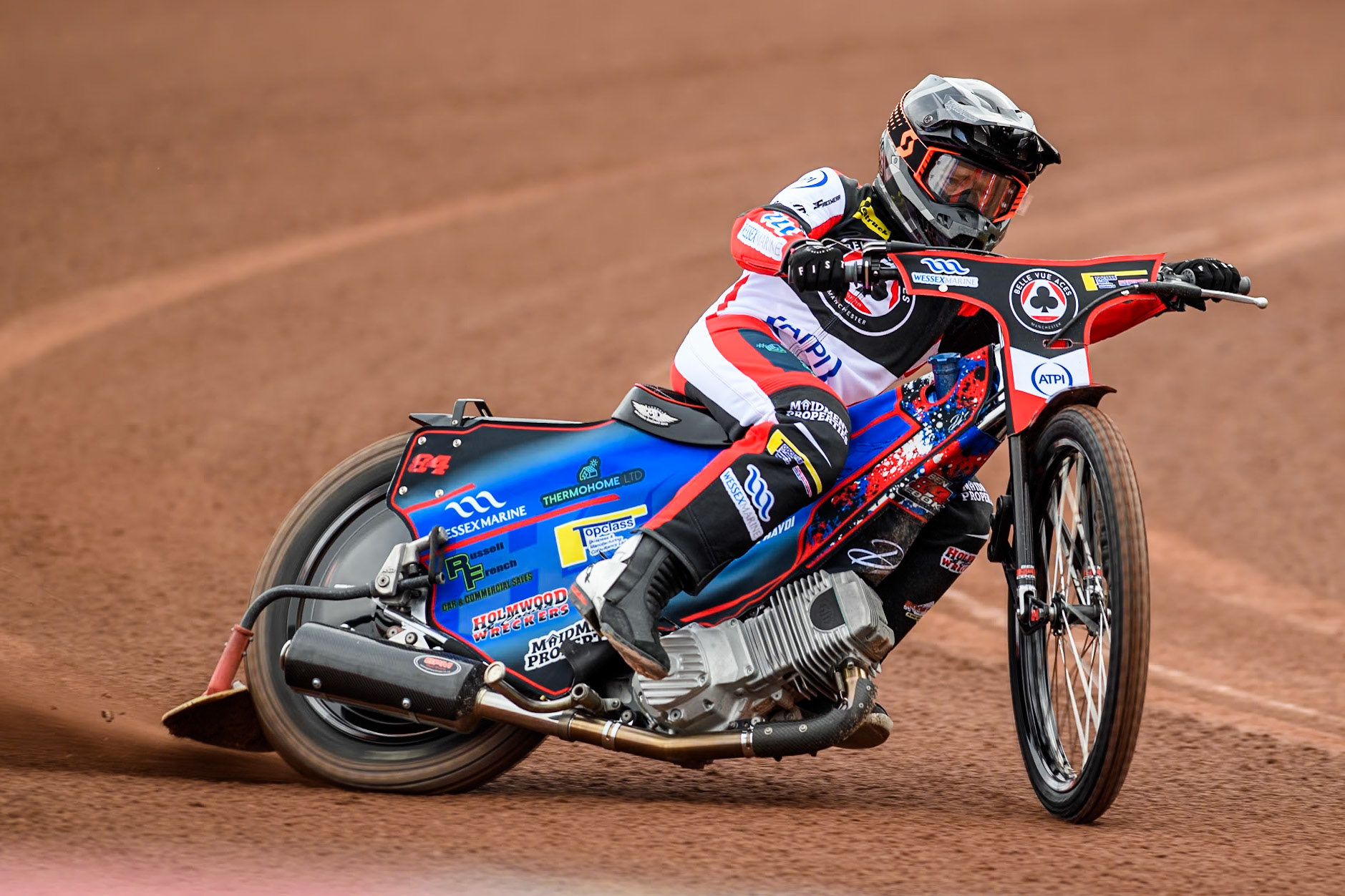 Belle Vue Aces' rider Ben Cook in action during the Belle Vue Aces Media Day at the National Speedway Stadium, Manchester on Monday 11th March 2024. (Photo: Ian Charles | MI News)