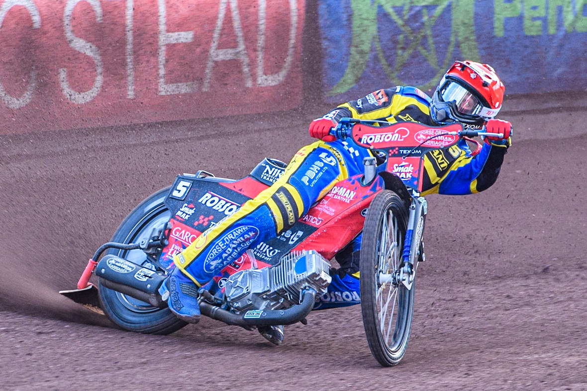 Tobiasz Musielak in action  for Sheffield TruPlant Tigers during the Sports Insure Premiership match between Sheffield Tigers and Belle Vue Aces at Owlerton Stadium, Sheffield on Thursday 20th July 2023. (Photo: Ian Charles | MI News)