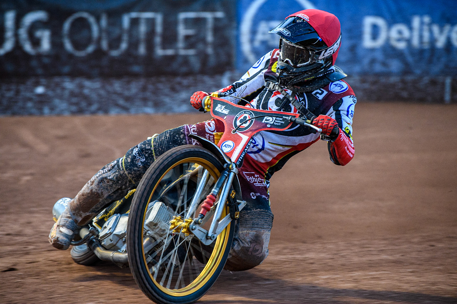 Norick Blodorn  in action  for Belle Vue ATPI Aces during the SGB Premiership match between Belle Vue Aces and Peterborough at the National Speedway Stadium, Manchester on Monday 24th April 2023. (Photo: Ian Charles | MI News)