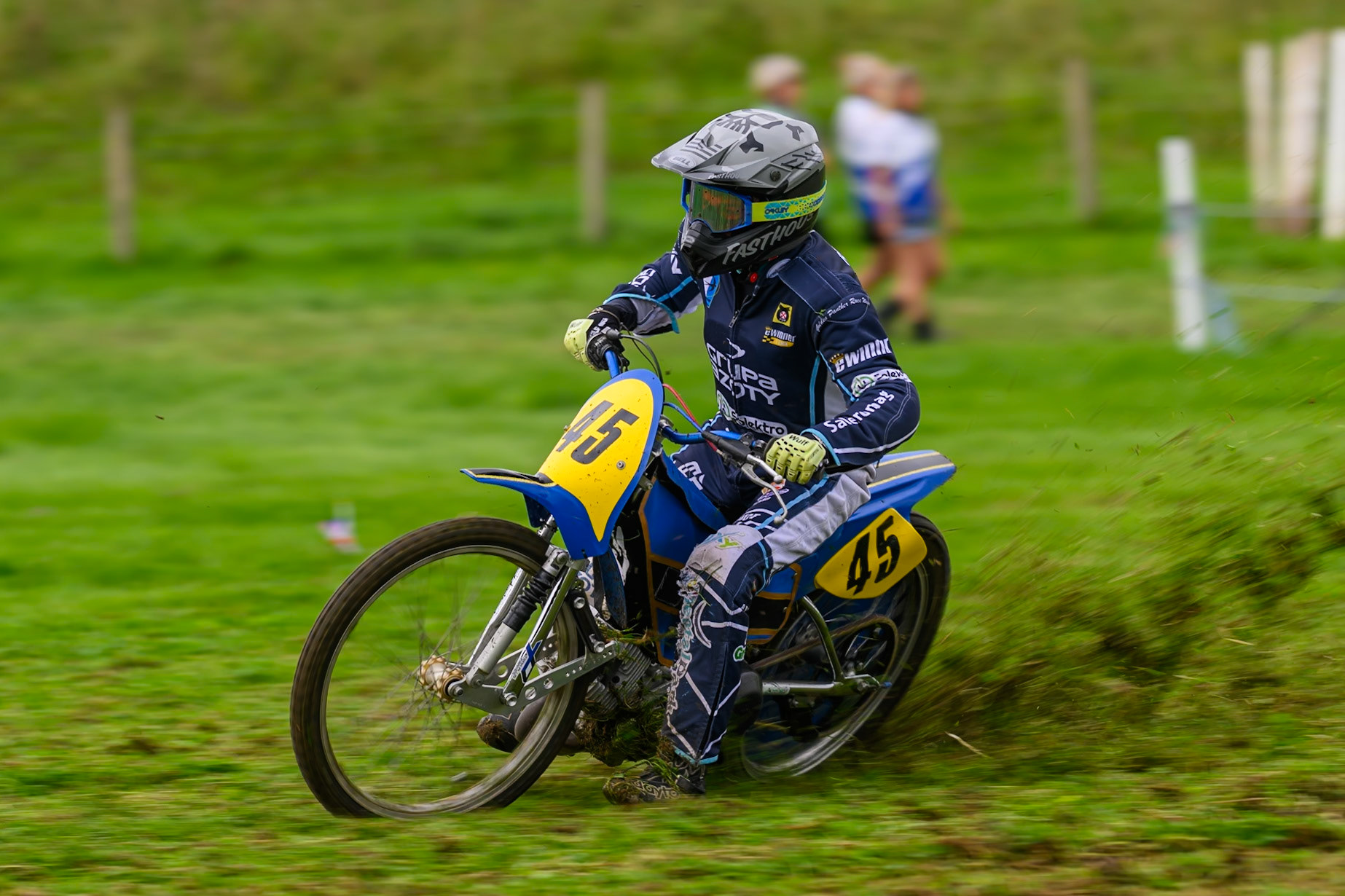 Ryan Ashcroft (45) during practice for  the British Masters Grasstrack Championship at Lower Marsh Farm, Much Hoole, Preston in Lancashire, England on Sunday 13th September 2026. (Photo: Ian Charles | MI News)