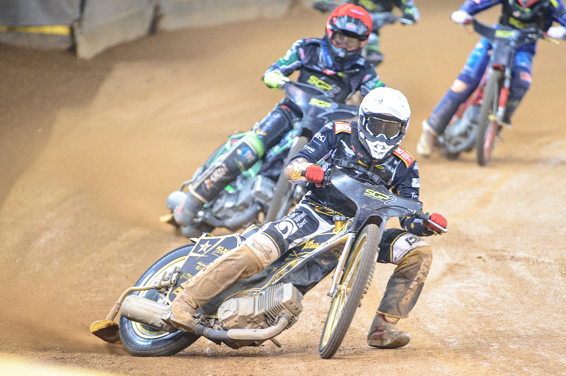 Norick Blodorn (Germany)  (White) leads Jonas Knudsen (Denmark)  (Red)during the FIM  Speedway Grand Prix  2 of Great Britain at the Principality Stadium, Cardiff on Sunday 14th August 2022. (Credit: Ian Charles | MI News)