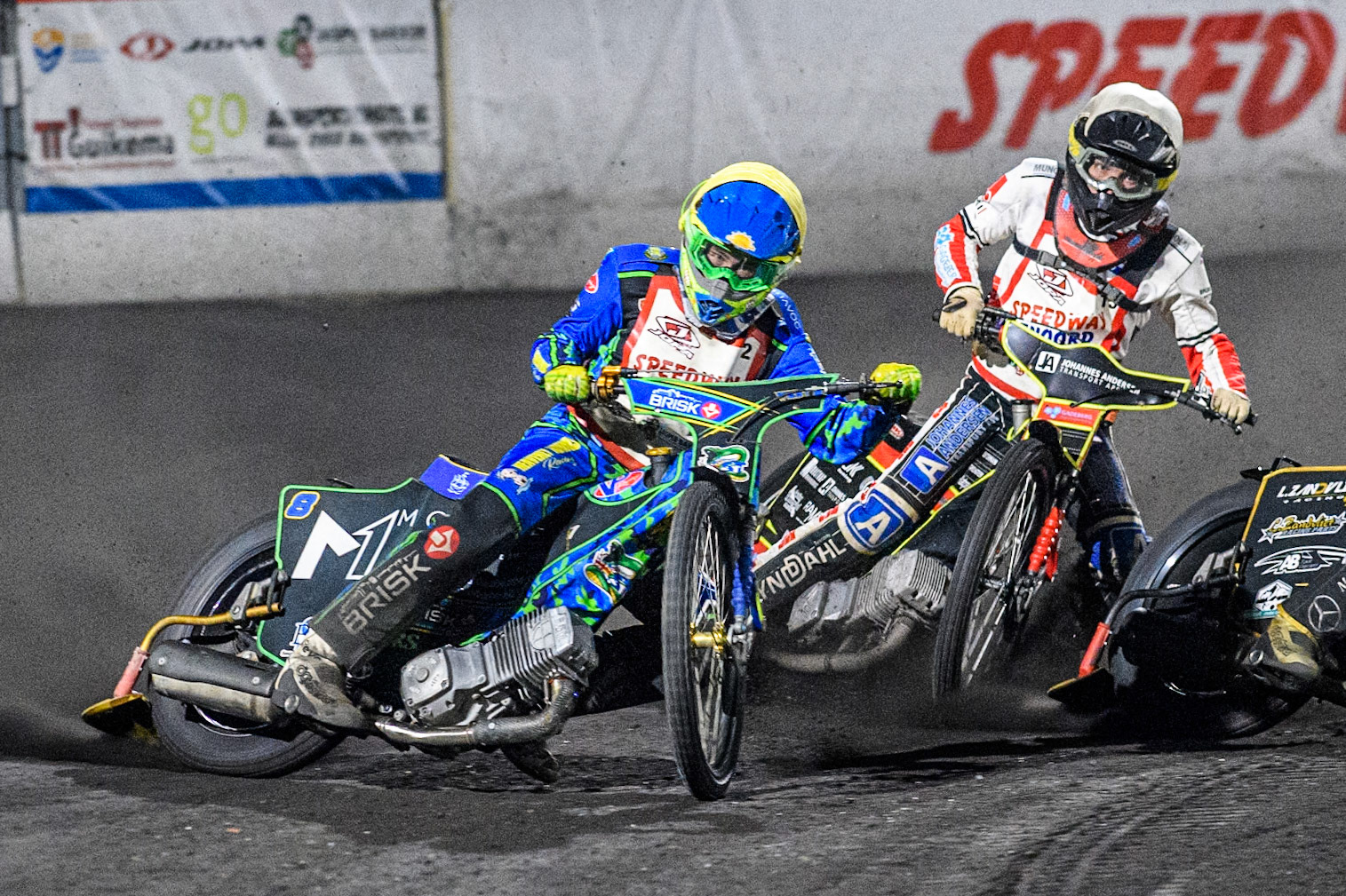 Michael West of Australia in Yellow leading Patrick Baek of Denmark in White during the Golden JOPA Helmet at Sportpark Veenoord, Veenoord, Netherlands on Saturday 21st September 2024. (Photo: Ian Charles | MI News)