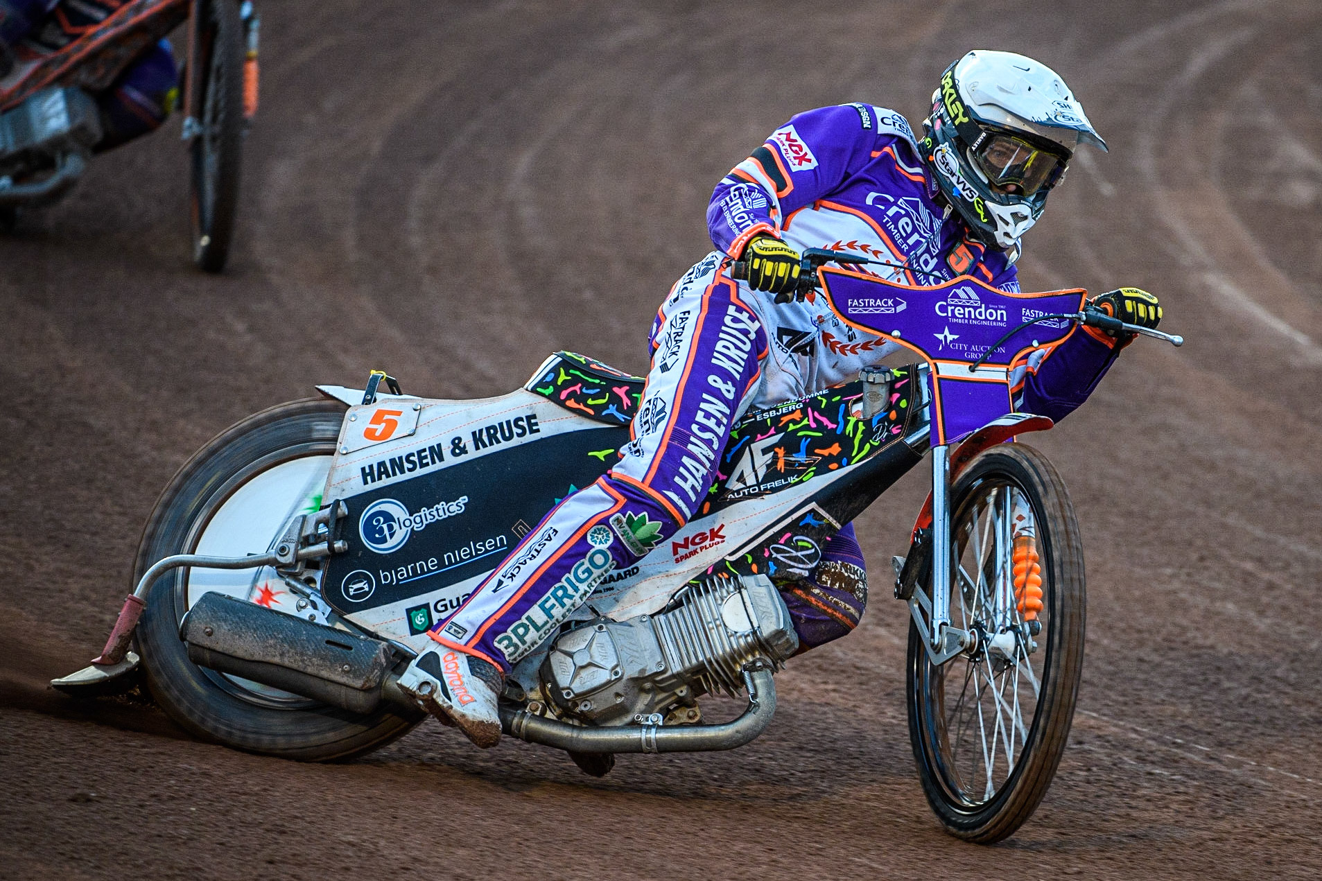 Niels-Kristian Iversen  in action  for Peterborough Crendon Panthers during the SGB Premiership match between Belle Vue Aces and Peterborough at the National Speedway Stadium, Manchester on Monday 24th April 2023. (Photo: Ian Charles | MI News)
