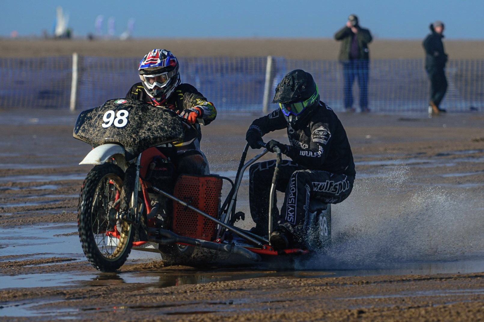 Michael Phillips &amp; Simon Tillman (98) during the Fylde ACU British Sand Racing Masters Championship on  Sunday 2nd October 2022. (Credit: Ian Charles | MI News)