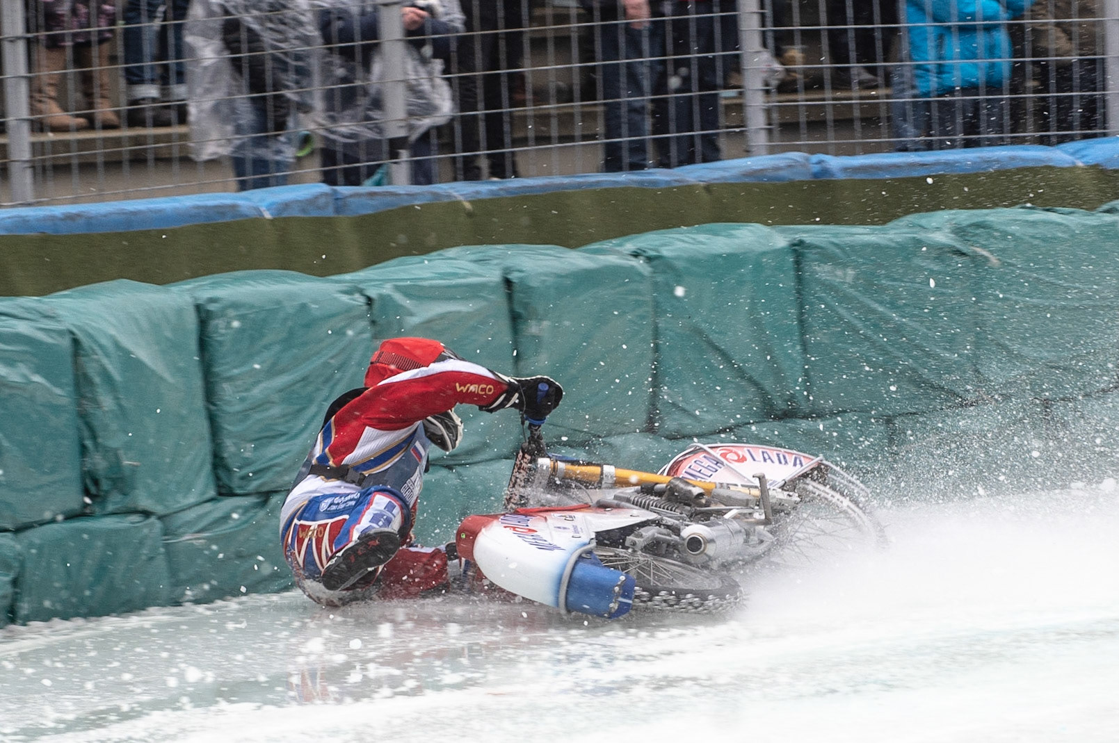 Photo: Ian Charles

Nikita Toloknov (383) spins out on the wet ice

FIM Ice Speedway Gladiators World Championship, Final 3.2, Horst-Dohm Eisstadion, Berlin, Germany Sunday  3  March  2019