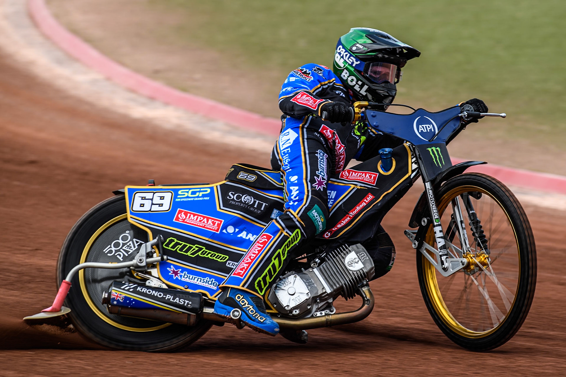 Jason Doyle (69) of Australia in practice during the ATPI FIM Speedway Grand Prix Round 4 at the National Speedway Stadium, Manchester, on Friday 6th June 2025. (Photo: Ian Charles | MI News)