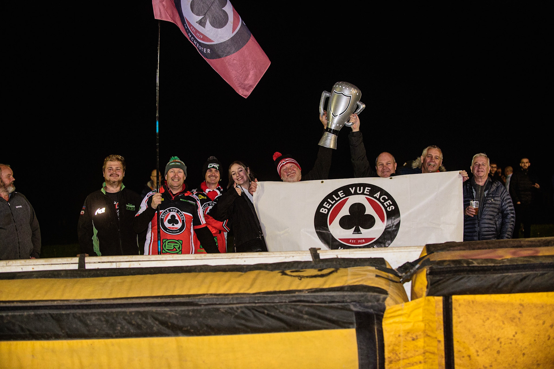 PETERBOROUGH, UK. OCT 14TH Belle Vue BikeRight Aces  fans during the SGB Premiership Grand Final 2nd leg between Peterborough and Belle Vue Aces at East of England Showground, Peterborough on Thursday 14th October 2021. (Credit: Ian Charles | MI News)