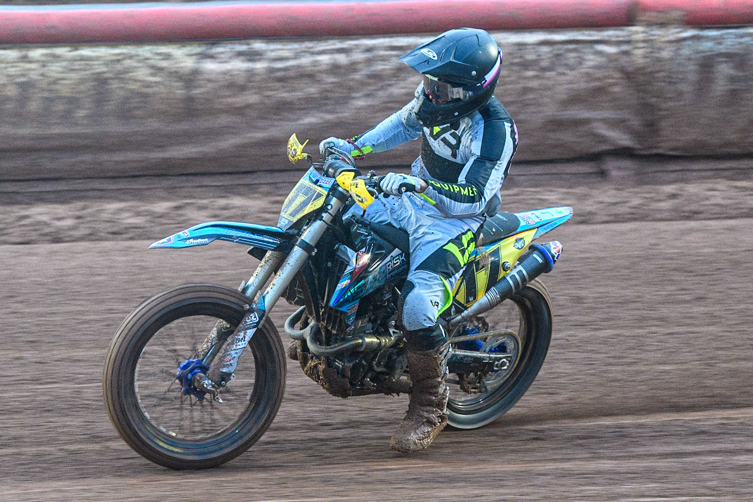 Gerard Bailo (17) from Spain in action  during the FIM World Flat Track Championship Round 1 at the National Speedway Stadium, Manchester on Saturday 5th August 2023. (Photo: Ian Charles | MI News)