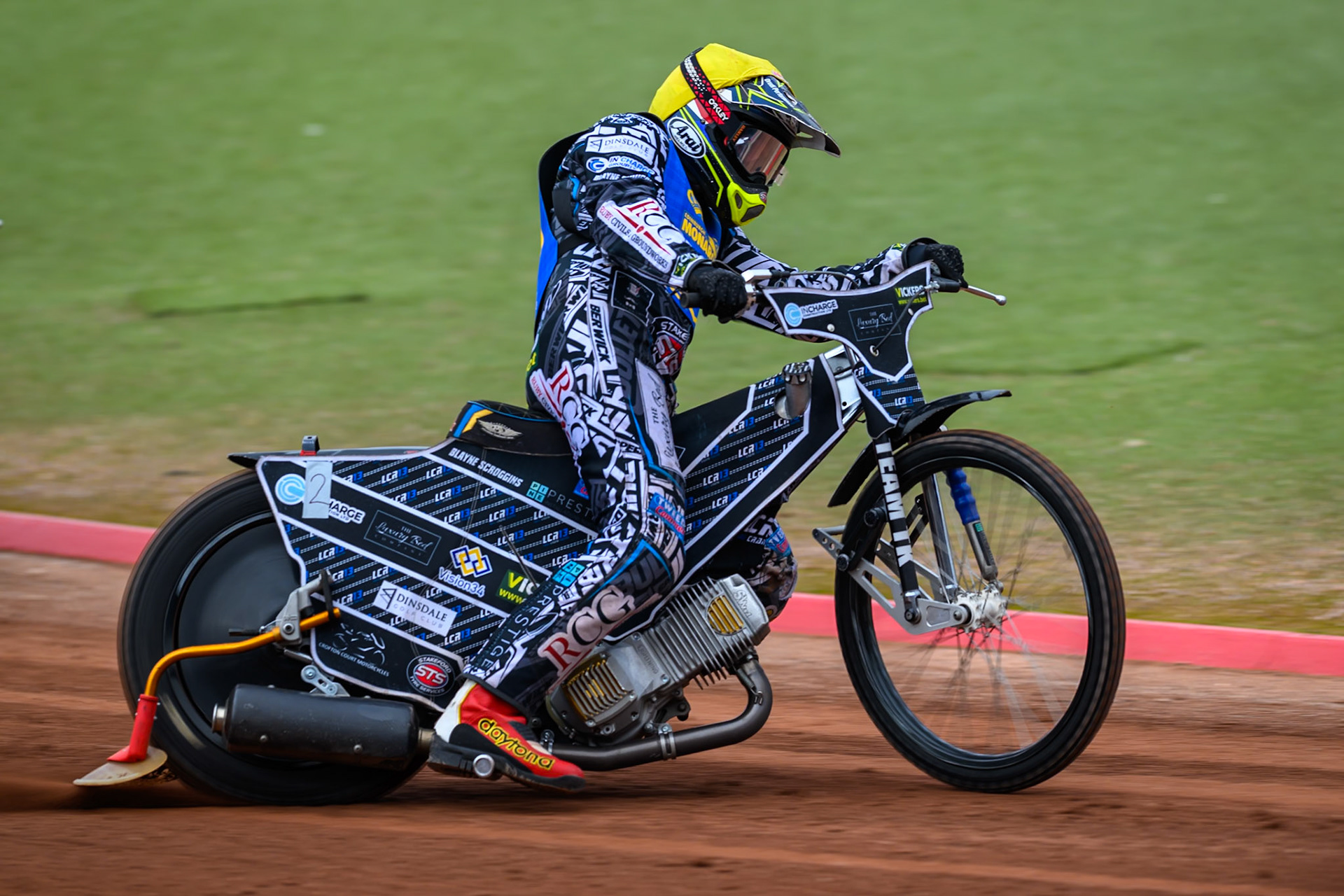 Monarchs' Luke Crang in action during the WSRA National Development League match between Belle Vue Aces and Edinburgh Academy at the National Speedway Stadium, Manchester on Sunday 12th October 2025. (Photo: Ian Charles | MI News)