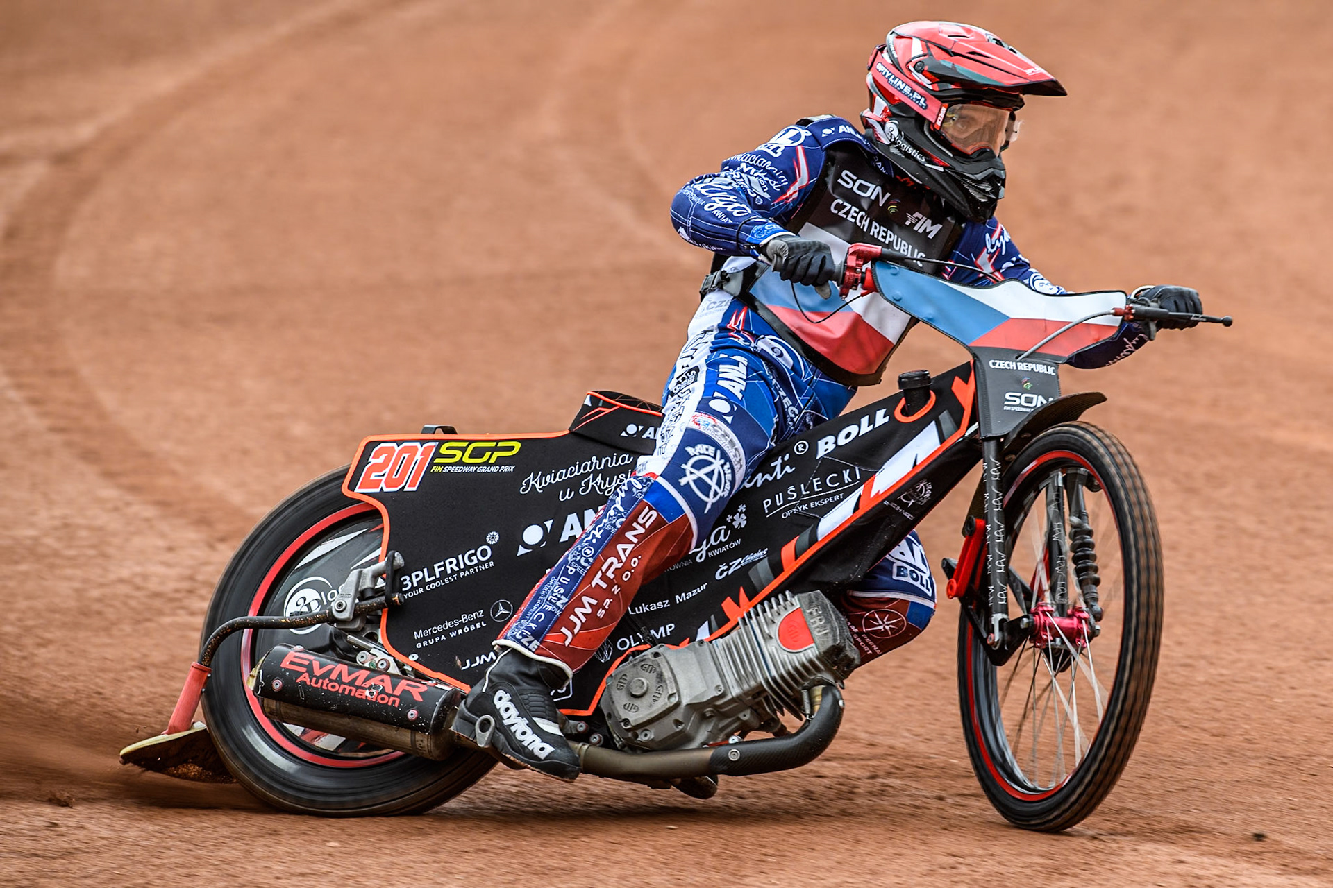Jan Kvech of The Czech Republic practices during the Monster Energy FIM Speedway of Nation Semi Final 2 at the National Speedway Stadium, Manchester on Wednesday 10th July 2024. (Photo: Ian Charles | MI News)