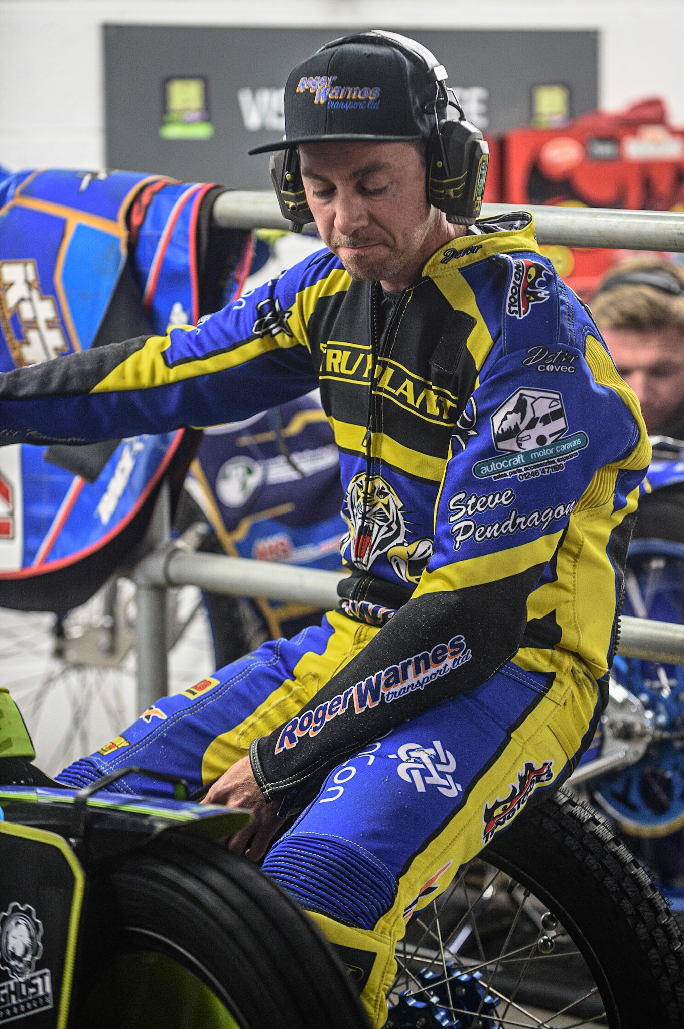MANCHESTER, UK. OCT 7TH  Troy Batchelor  warms up his bike during the SGB Premiership Play off Semi-Final Second Leg between Belle Vue Aces and Sheffield Tigers at the National Speedway Stadium, Manchester on Thursday 7th October 2021. (Credit: Ian Charles | MI News)