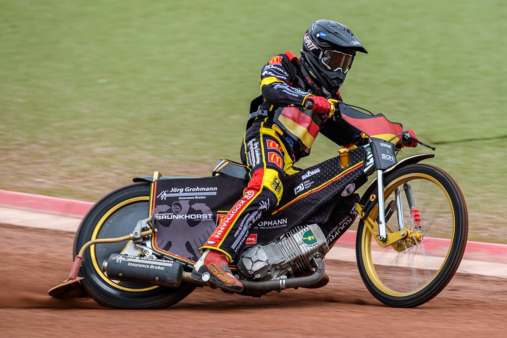 Jonny Wynant of Germany practices during the Monster Energy FIM Speedway of Nations 2 (Under 21) Final at the National Speedway Stadium, Manchester on Friday 12th July 2024. (Photo: Ian Charles | MI News)