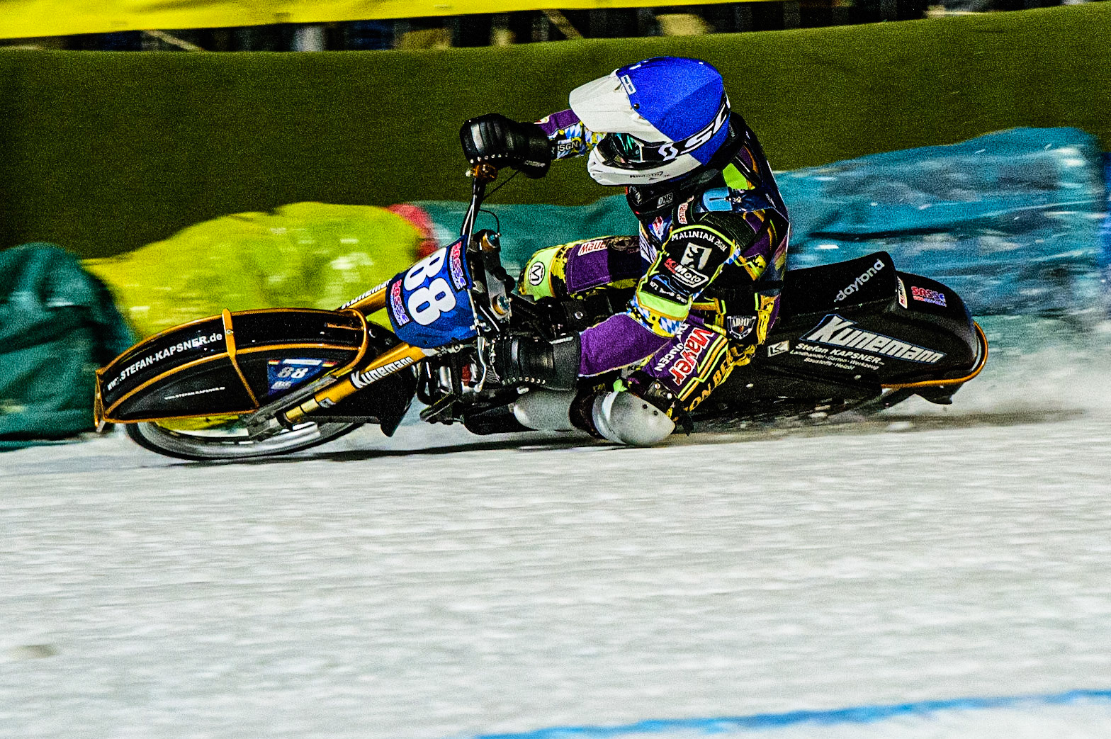 Max Neidermaier in action during the German Individual Ice Speedway Championship at Horst-Dohm-Eisstadion, Berlin on Friday 3rd March 2023. (Photo: Ian Charles | MI News)