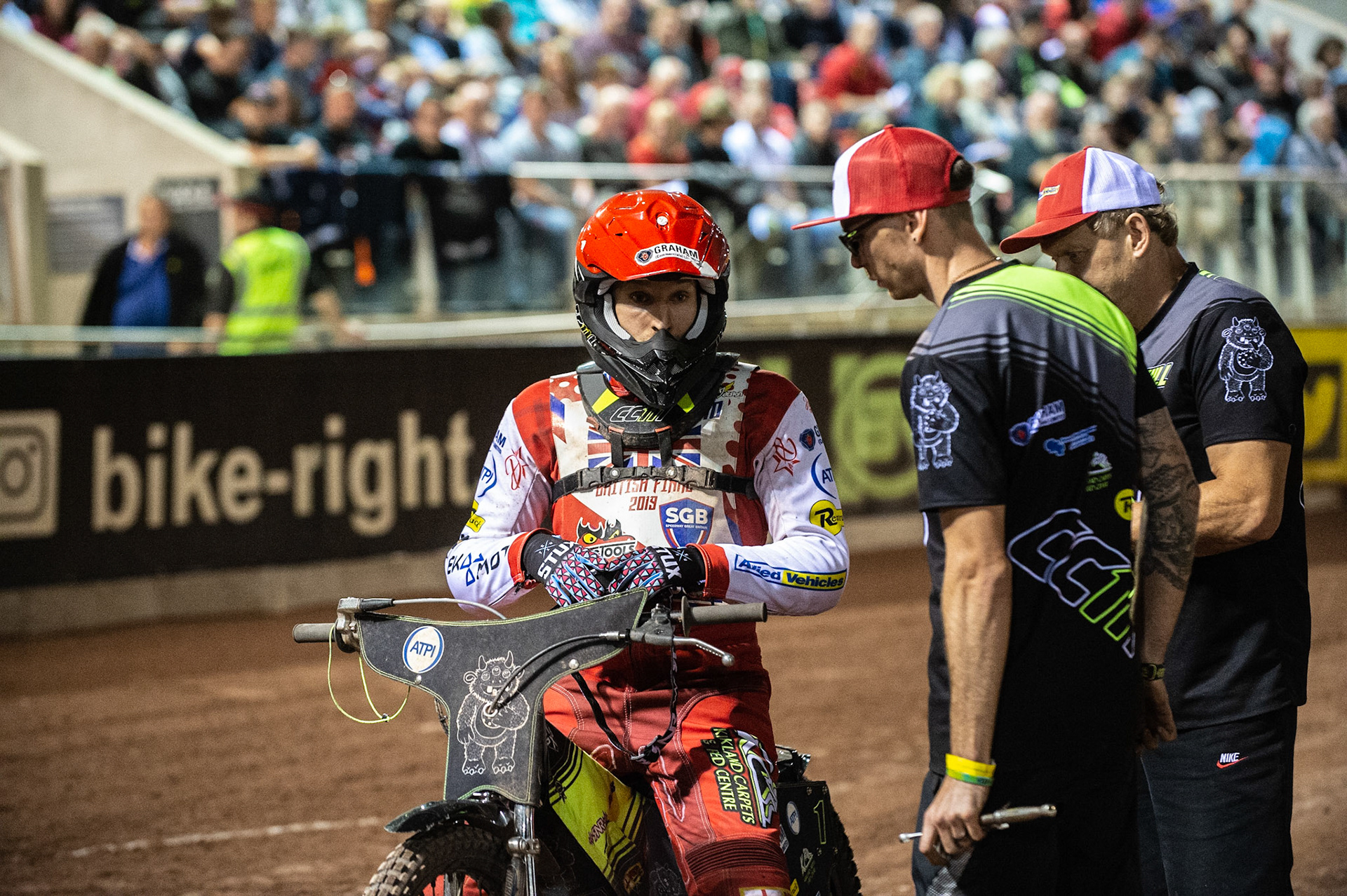 Photo: Ian Charles

Craig Cook with team member Mitchell Davey (Centre) and His Dad Willy Cook (right) before the Grand Final

Sports Insure British Final,  Belle Vue National Speedway Stadium, Manchester Monday 29  July  2019