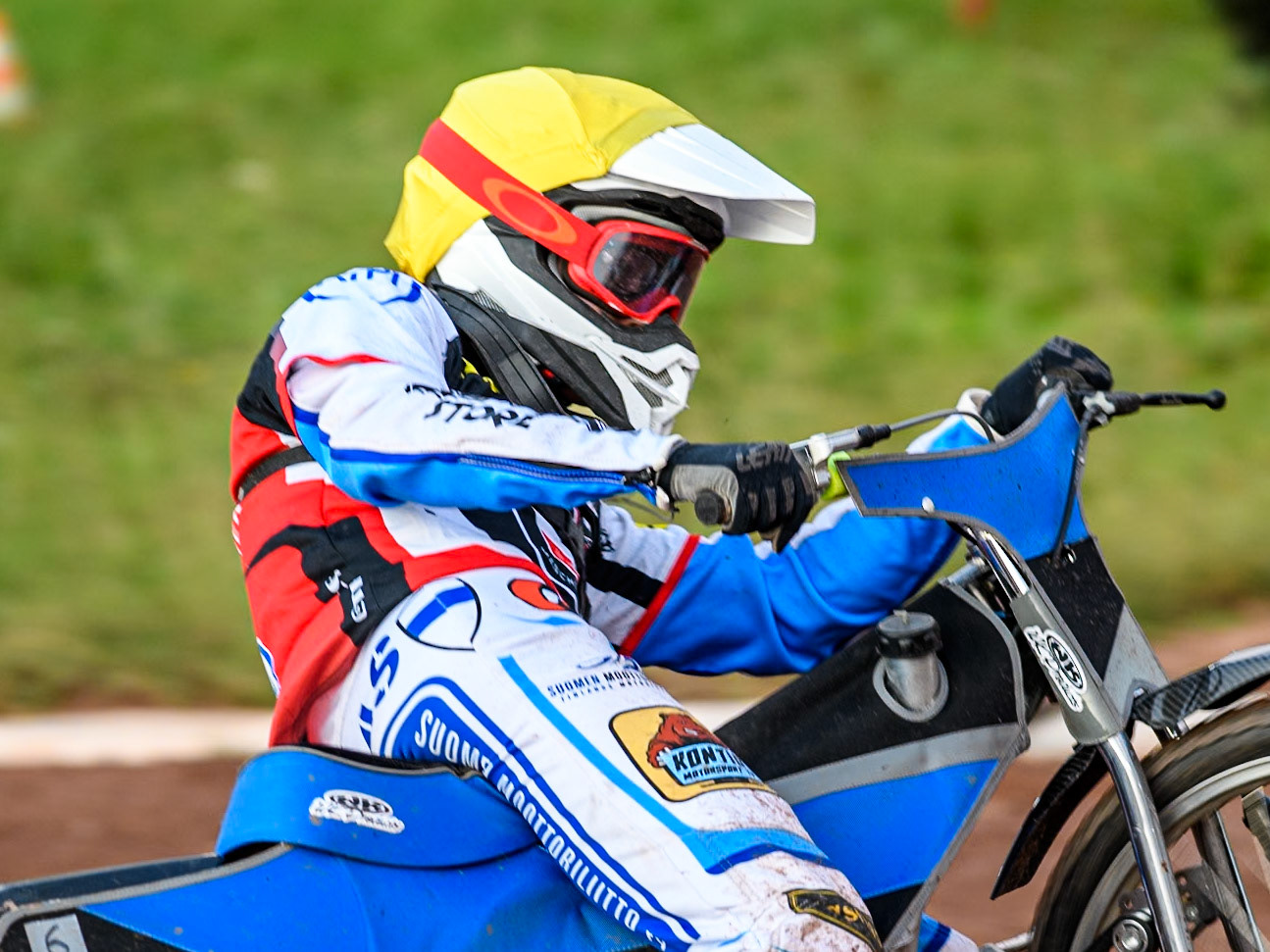 Belle Vue Aces' Antti Vuolas during the Rowe Motor Oil Premiership match between Leicester Lions and Belle Vue Aces at the Pidcock Motorcycles Arena, Leicester on Thursday 25th July 2024. (Photo: Ian Charles | MI News)