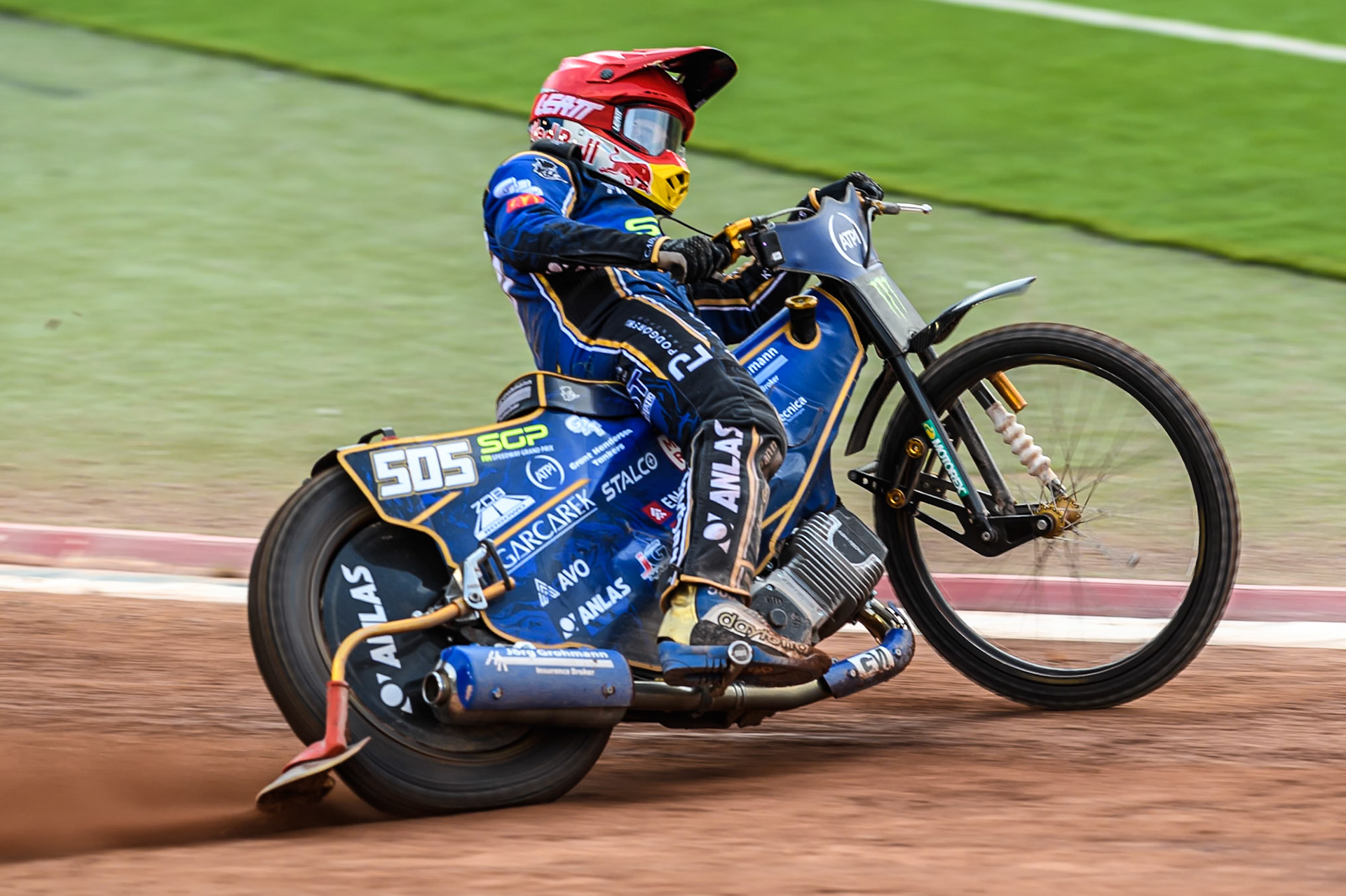 Robert Lambert (505) of Great Britain in action during the ATPI FIM Speedway Grand Prix Round 4 at the National Speedway Stadium, Manchester, on Friday 13th June 2025. (Photo: Ian Charles | MI News)
