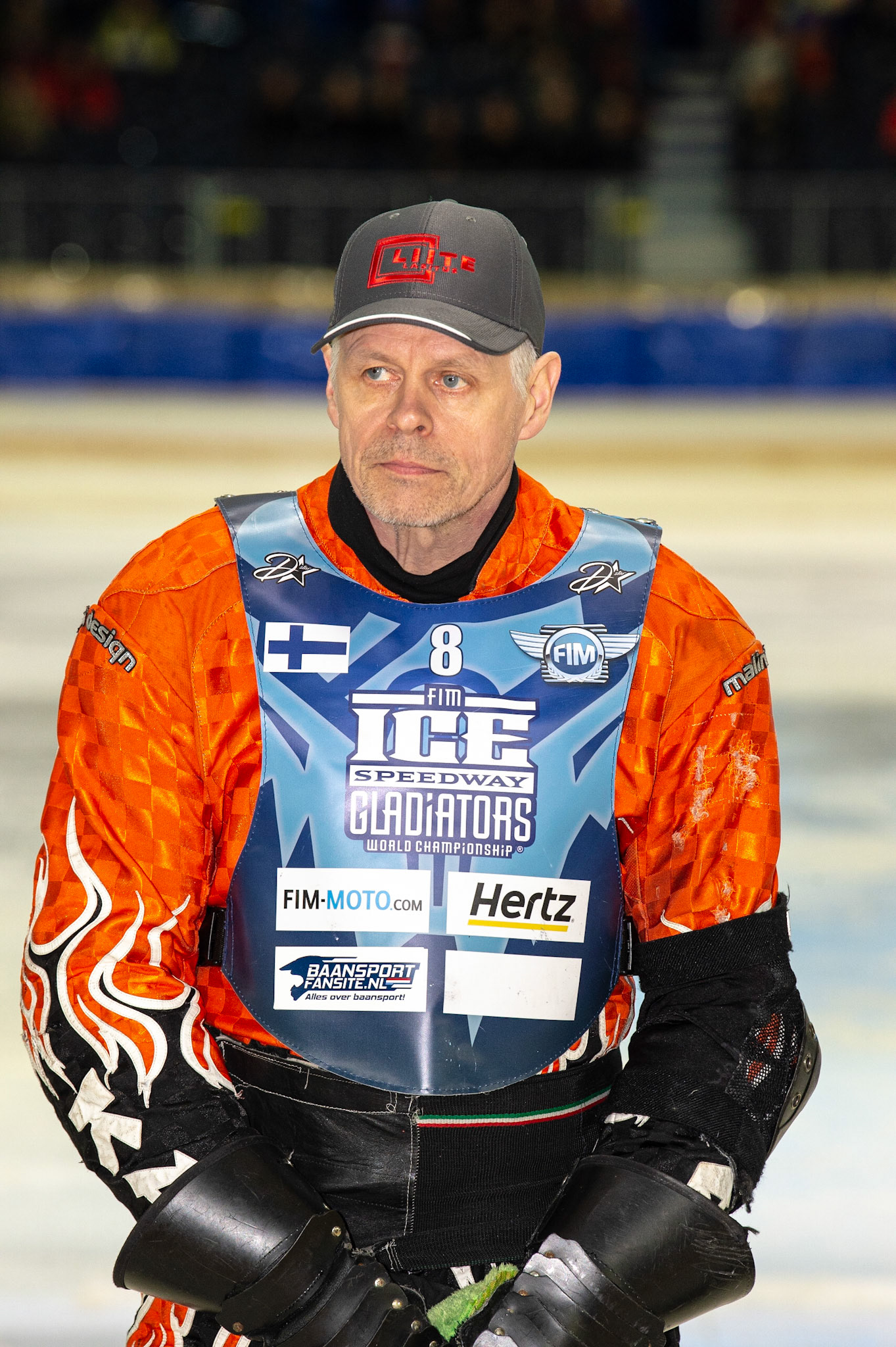 HEERENVEEN, NL.  Aki Ala-Riihimäki (8) (Finland) during the FIM Ice Speedway Gladiators World Championship Final 3 at Ice Rink Thialf, Heerenveen on Saturday  2 April 2022. (Credit: Ian Charles | MI News)