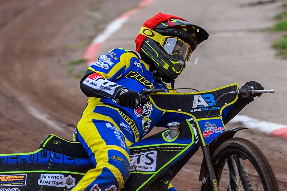 Jye Etheridge of Sheffield Tigers during the Rowe Motor Oil Premiership match between Sheffield Tigers and Belle Vue Aces at Owlerton Stadium, Sheffield on Monday 11th August 2025. (Photo: Ian Charles | MI News)