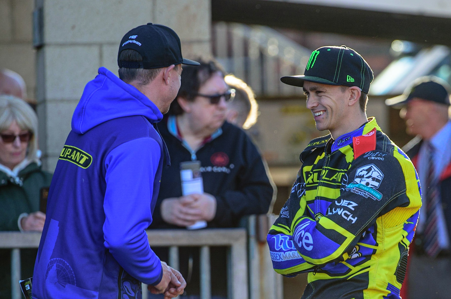 SHEFFIELD, UK. MAY 26TH Sheffield TruPlant Tigers  manager Simon Stead   with Jack Holder   during the SGB Premiership match between Sheffield Tigers and Belle Vue Aces at Owlerton Stadium, Sheffield on Thursday 26th May 2022. (Credit: Ian Charles | MI News)