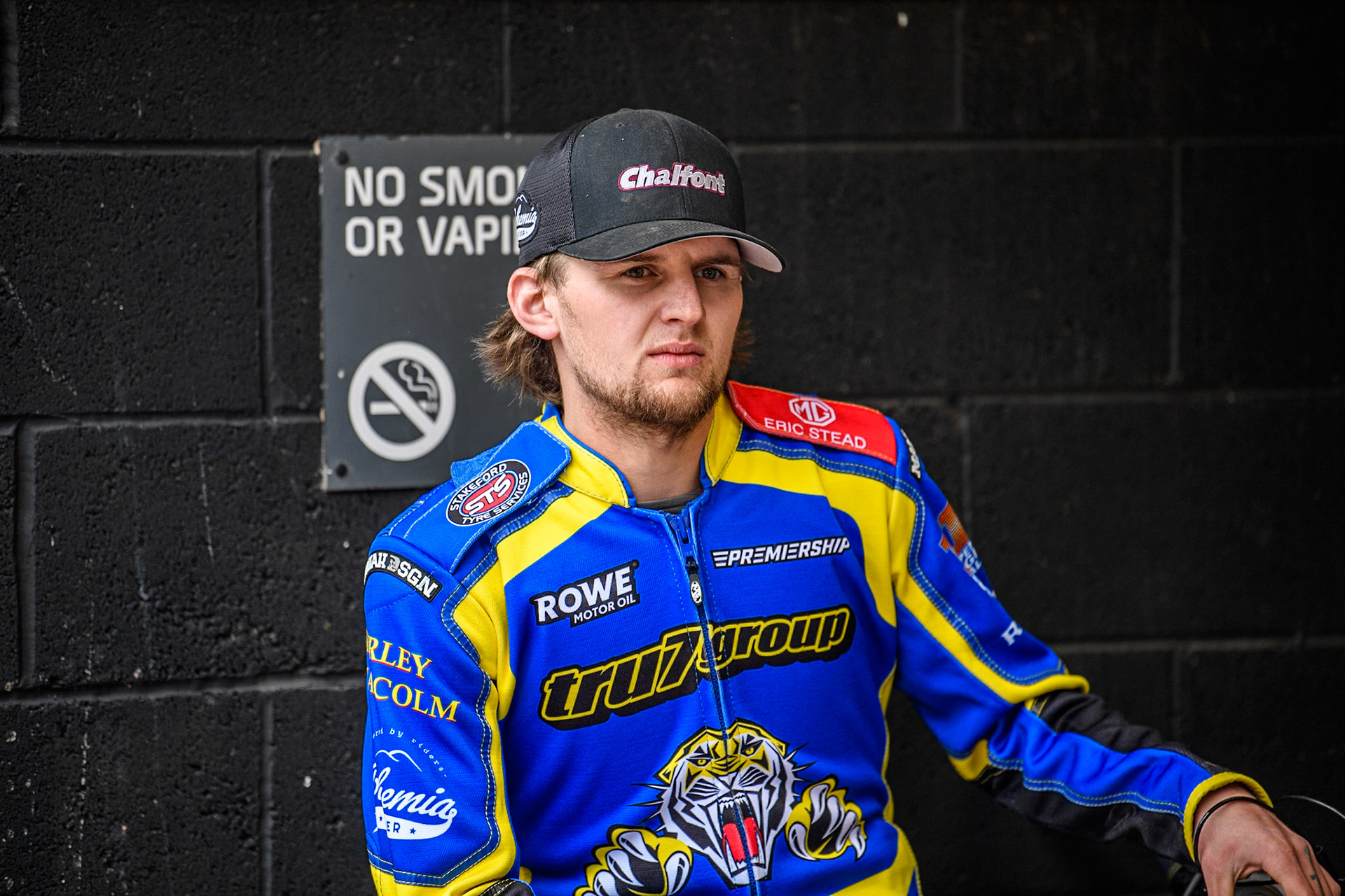 Leon Flint of Sheffield Tigers during the Rowe Motor Oil Premiership match between Belle Vue Aces and Sheffield Tigers at the National Speedway Stadium, Manchester on Monday 5th May 2025. (Photo: Ian Charles | MI News)
